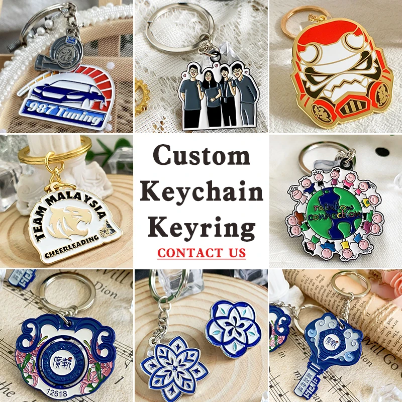 [Minimum 10pcs]Custom Enamel Keychain Personalized Enamel Keyring Graduation Diy Anime Make Metal Gift Back Card Free Design photo 1