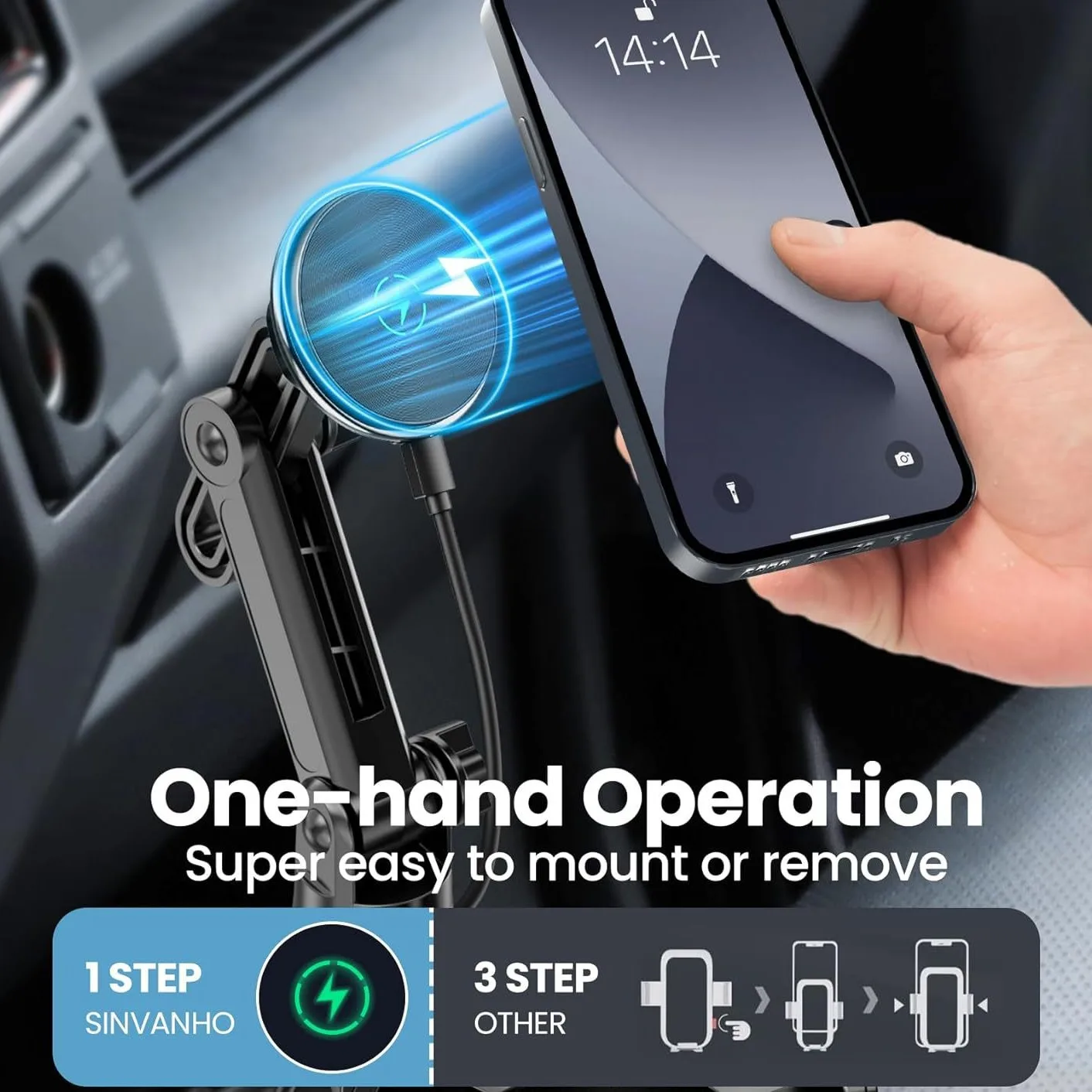 Car phone holder, multifunctional car cup holder suction, mobile phone navigation holder, magnetic wireless charger photo 4