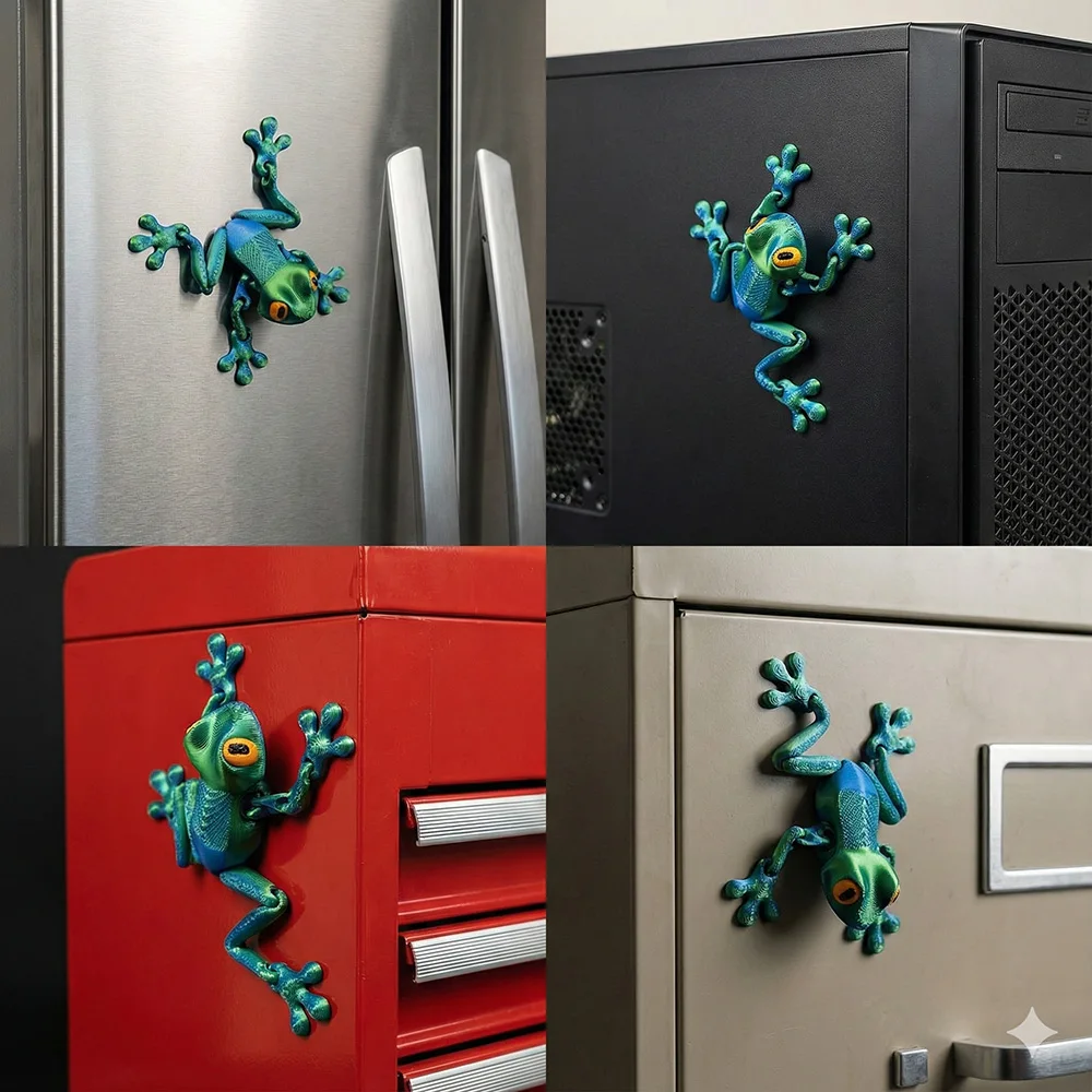 3D Printed Magnetic Articulated Frog Fidget Toy Cute Flexi Animal Model Fridge Magnet Stress Relief Sensory Gift Desktop Decor photo 4