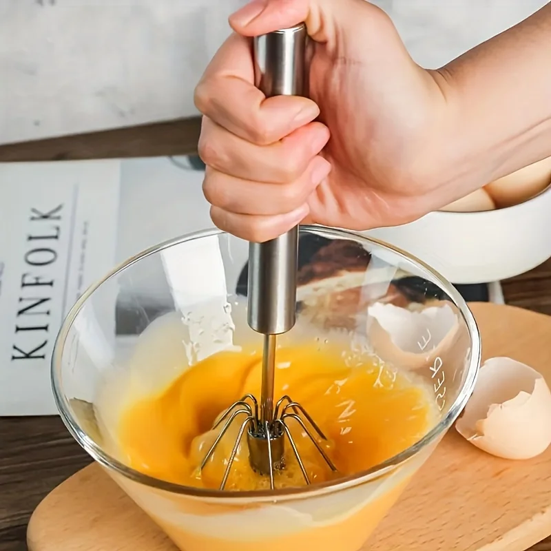 Stainless Steel Egg Beater Durable Semi-Automatic Mixer for Effortless Egg Cream Mixing Stirring and Beating for Kitchen Baking photo 1