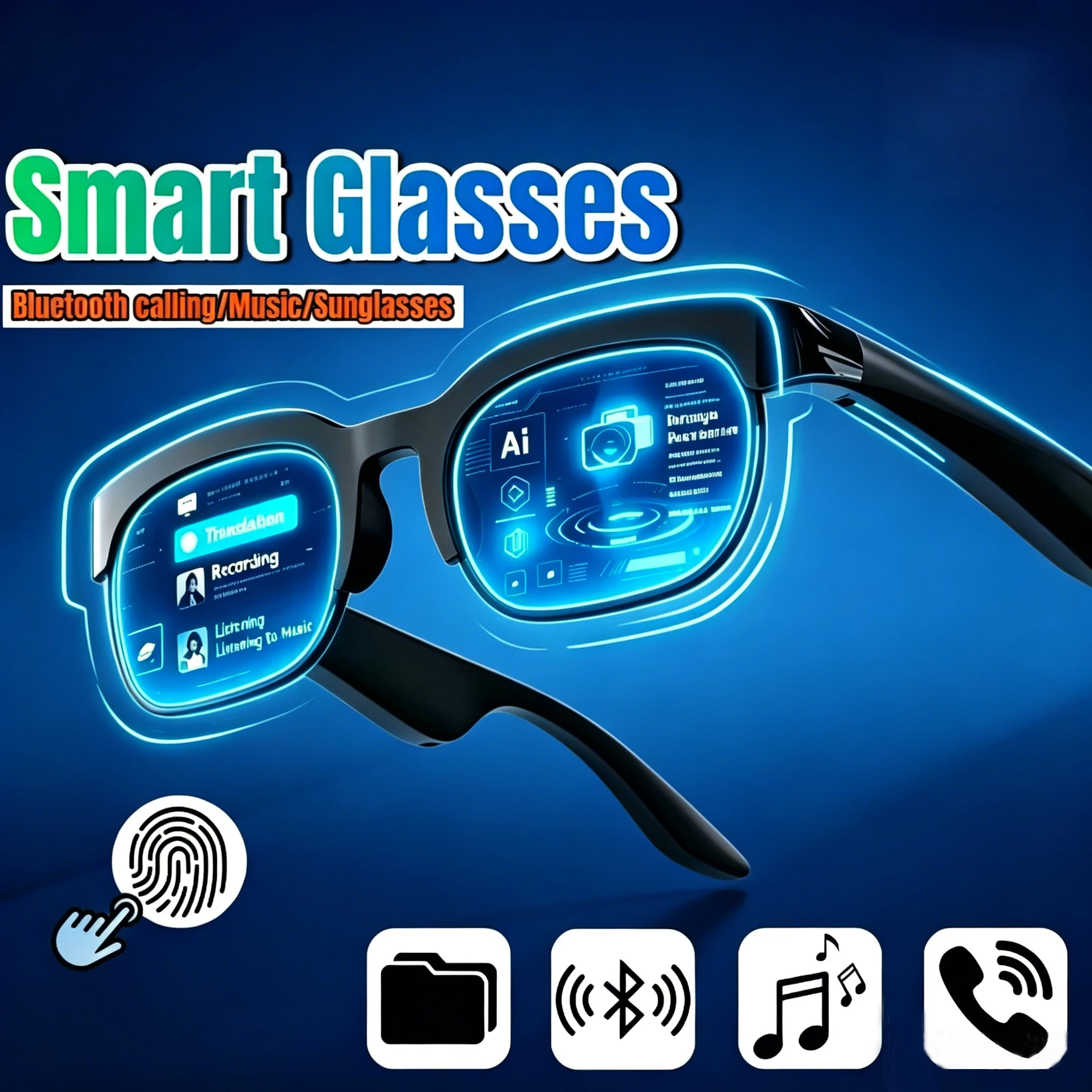 2026 New Smart Glasses AI Translation Bluetooth Conversation Recording Listening To Music Smart Sunglasses for Men Women photo 1