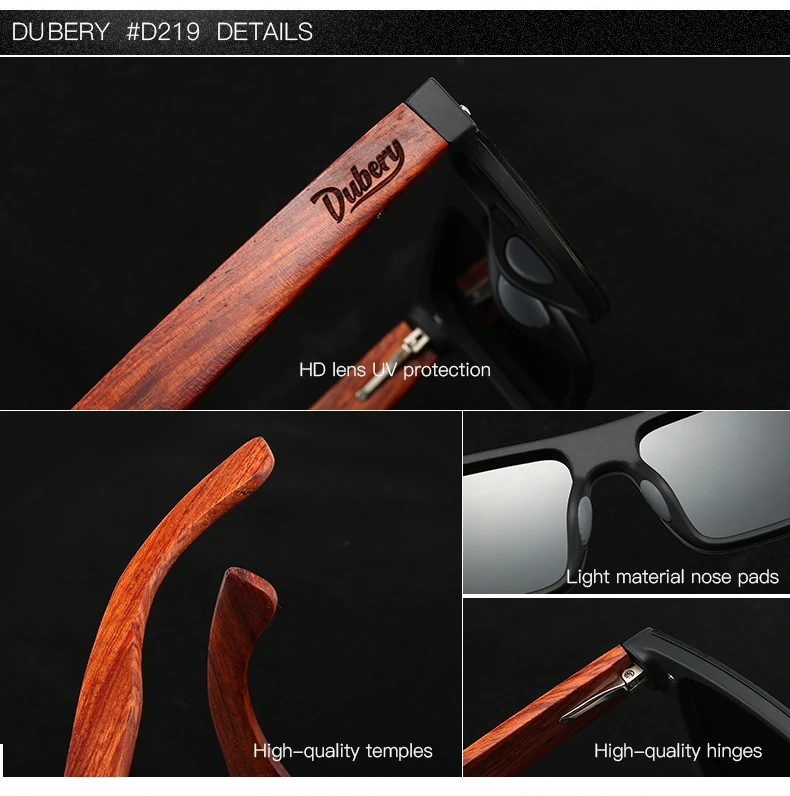 DUBERY Natural Wooden Sunglasses Men Polarized Fashion Sun Glasses Original Wood Oculos De Sol Masculino 219 photo 5