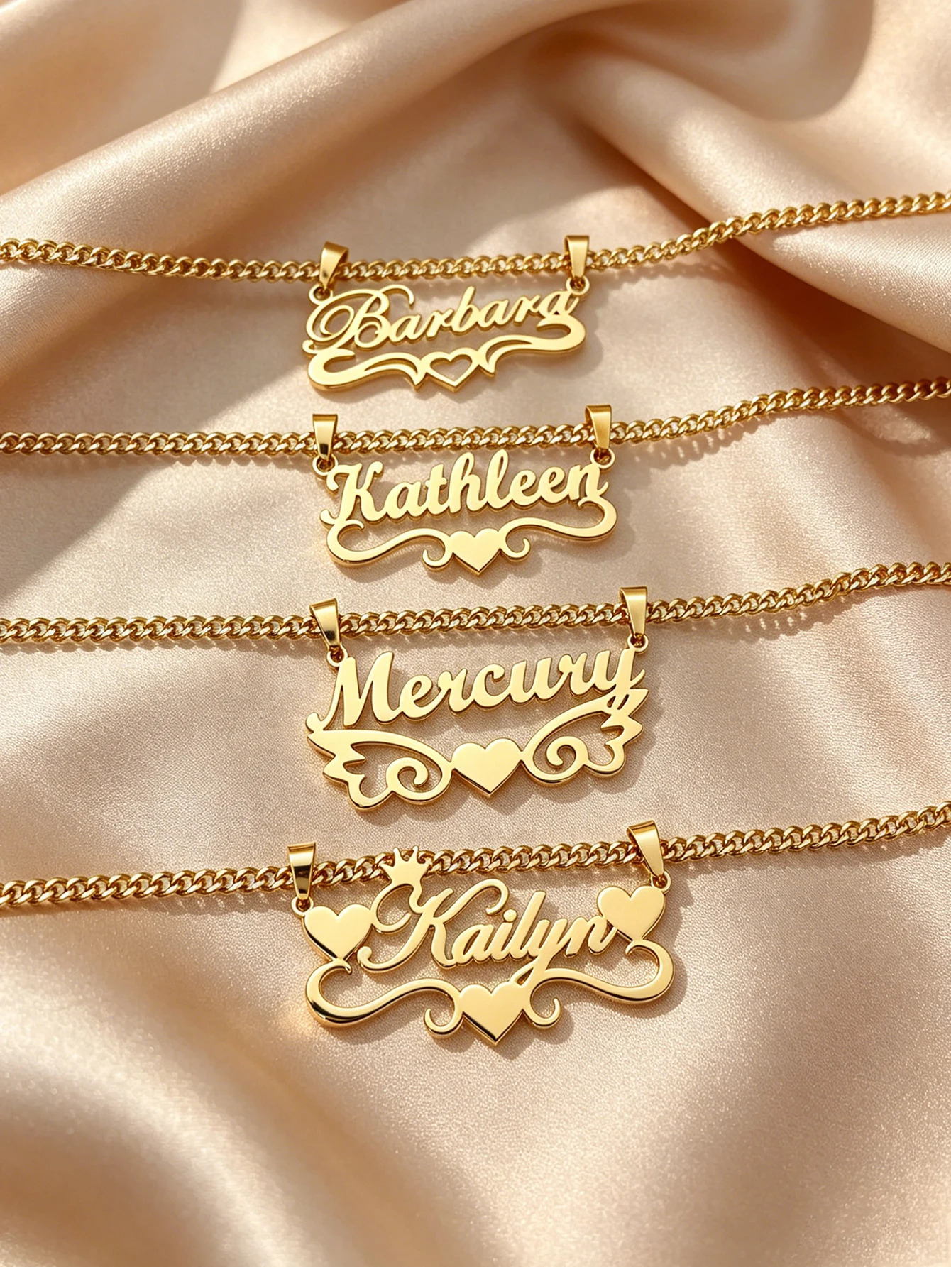 Personalized custom name jewelry necklace, featuring 5 different styles, crafted from 18k gold stainless steel, perfect for ever photo 3