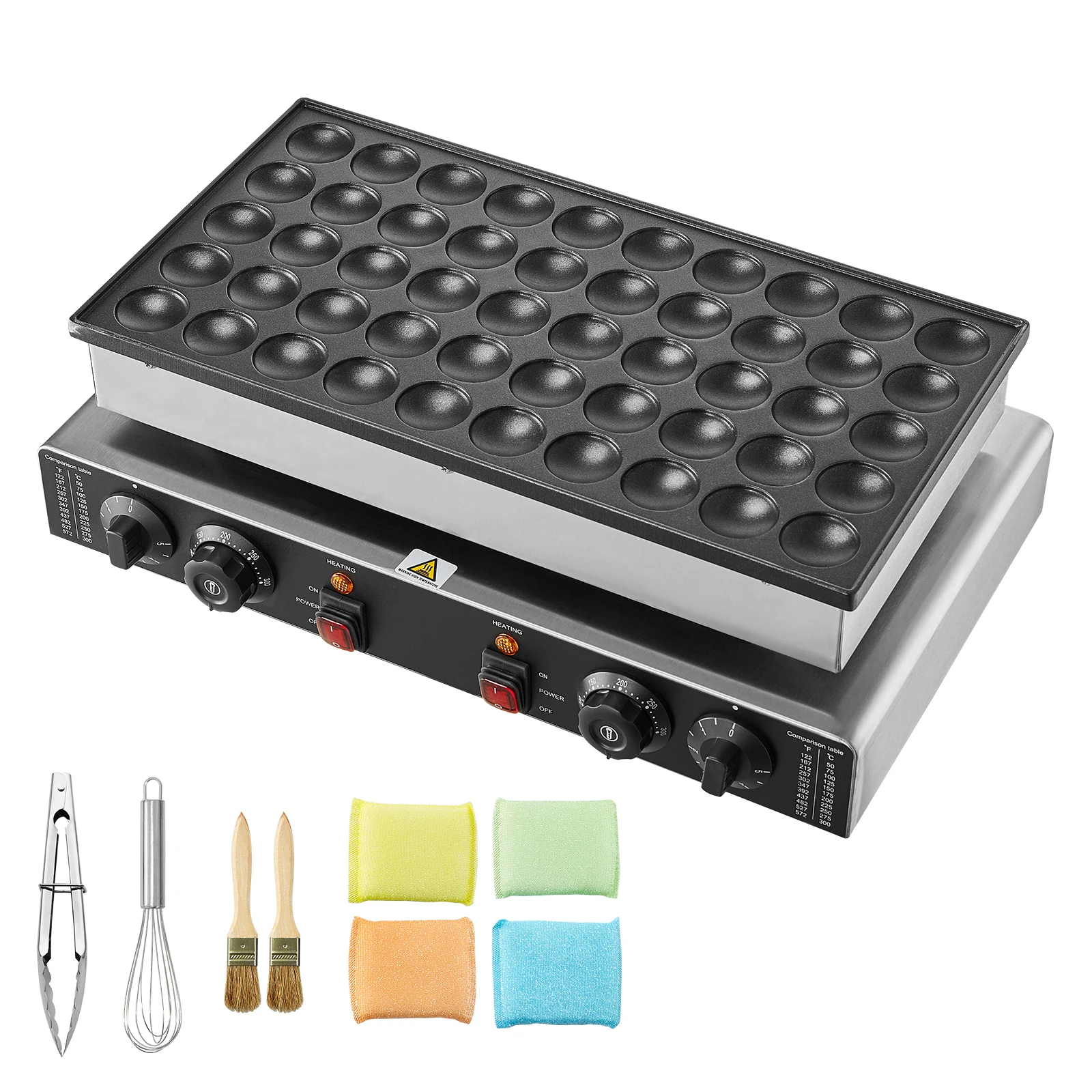 SucceBuy 50Pcs Mini Dutch Pancake Maker Dorayaki Baker Machine Commercial Non-stick Waffle Maker Dual Temp & Time Control photo 1