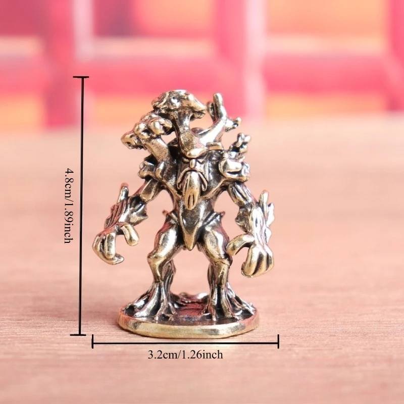 Retro Antiqued Brass Tree Monster Figurine Small Fantasy Creature Statue Desktop Decoration Tea Pet Collectible Handicraft Gift photo 2