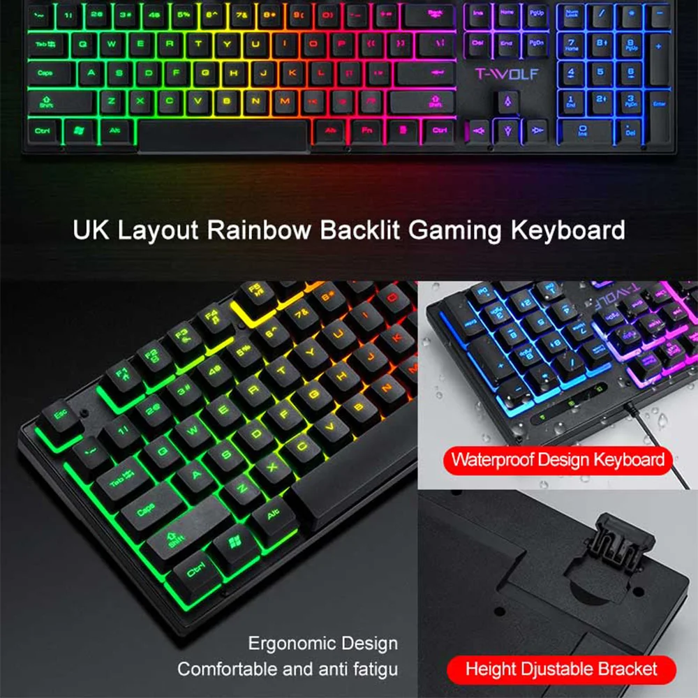 Electronic Sports Set  3 In 1 Wired Backlit Keyboard Gaming Mechanic Kit Waterproof Luminous 104 Key Keyboard Mouse Set 2025 NEW photo 4