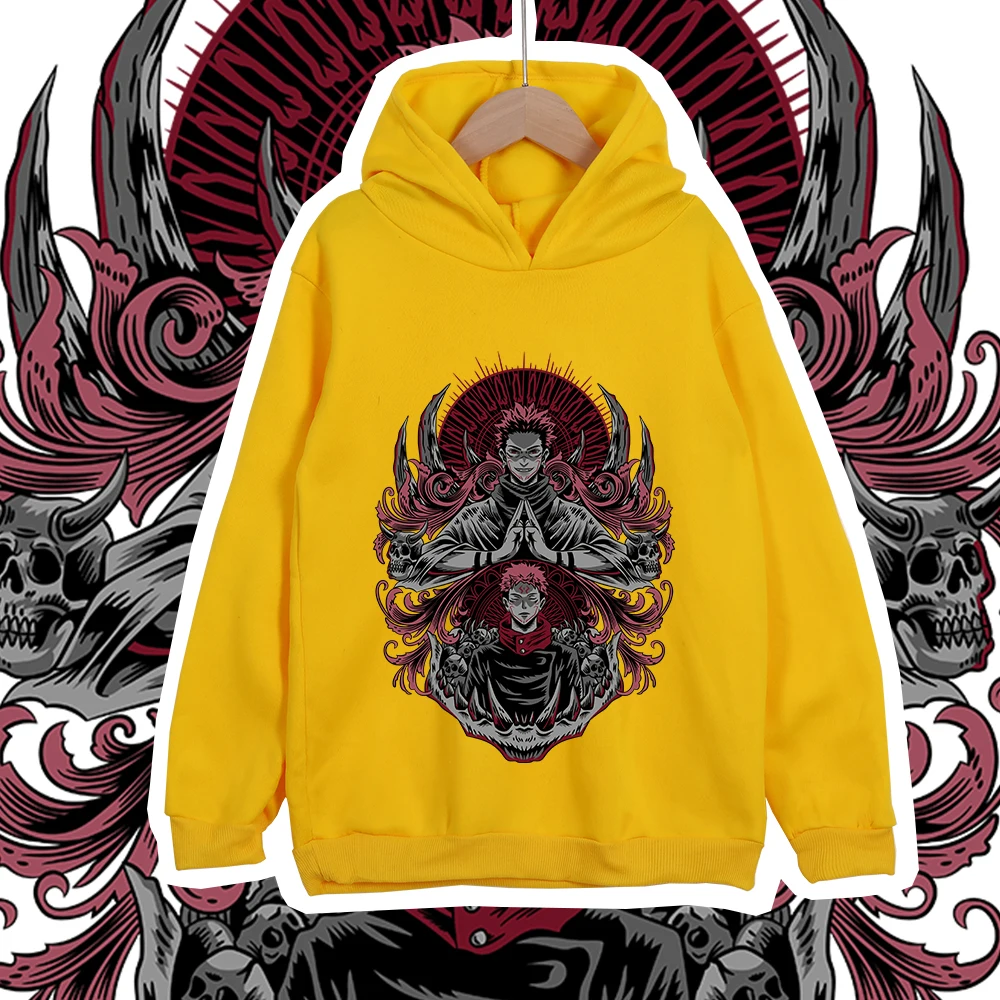 Kids Anime Hoodie Jujutsu Kaisen Sukuna Itadori Print Cotton Sweatshirt Unisex Boys Girls Casual Pullover 100-160cm photo 4
