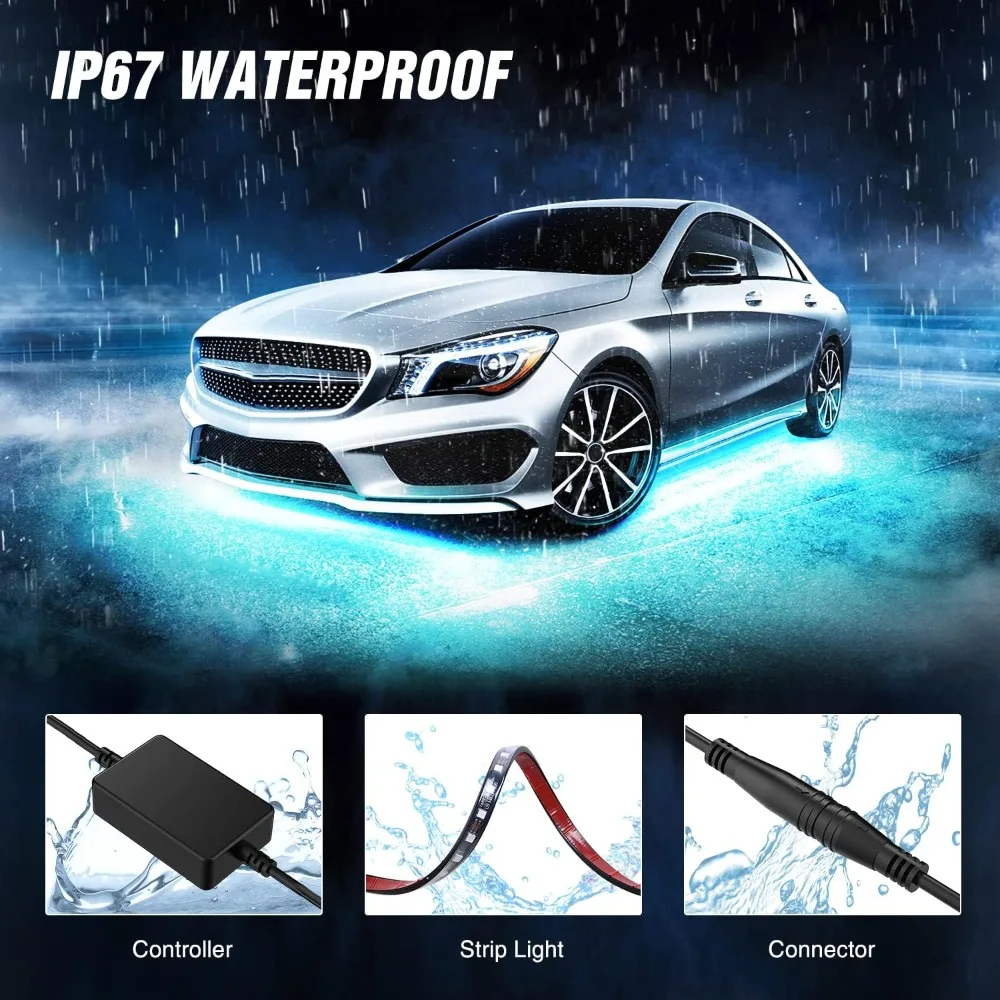 Car Underglow Neon Accent Strip Lights Atmosphere Lamp Neon Accent LED Light Strip App/Remote Control RGB Underbody Decorative photo 5