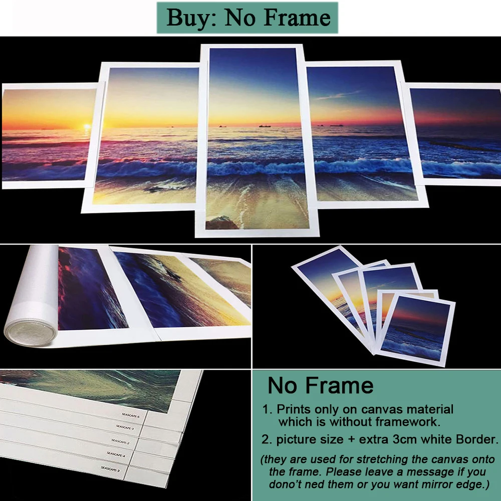 Dropshipping 5 Panel Canvas Art Wall Decor Painting Custom Family Photo Anime Poster Movie Picture Modern Home Decoration Frames photo 6