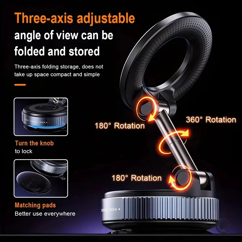 Vacuum Magnet Bracket Upgraded Version Multi-angles Adjustment Strong Magnetic Suck Design Foldable Car Navigation Phone Holder photo 4