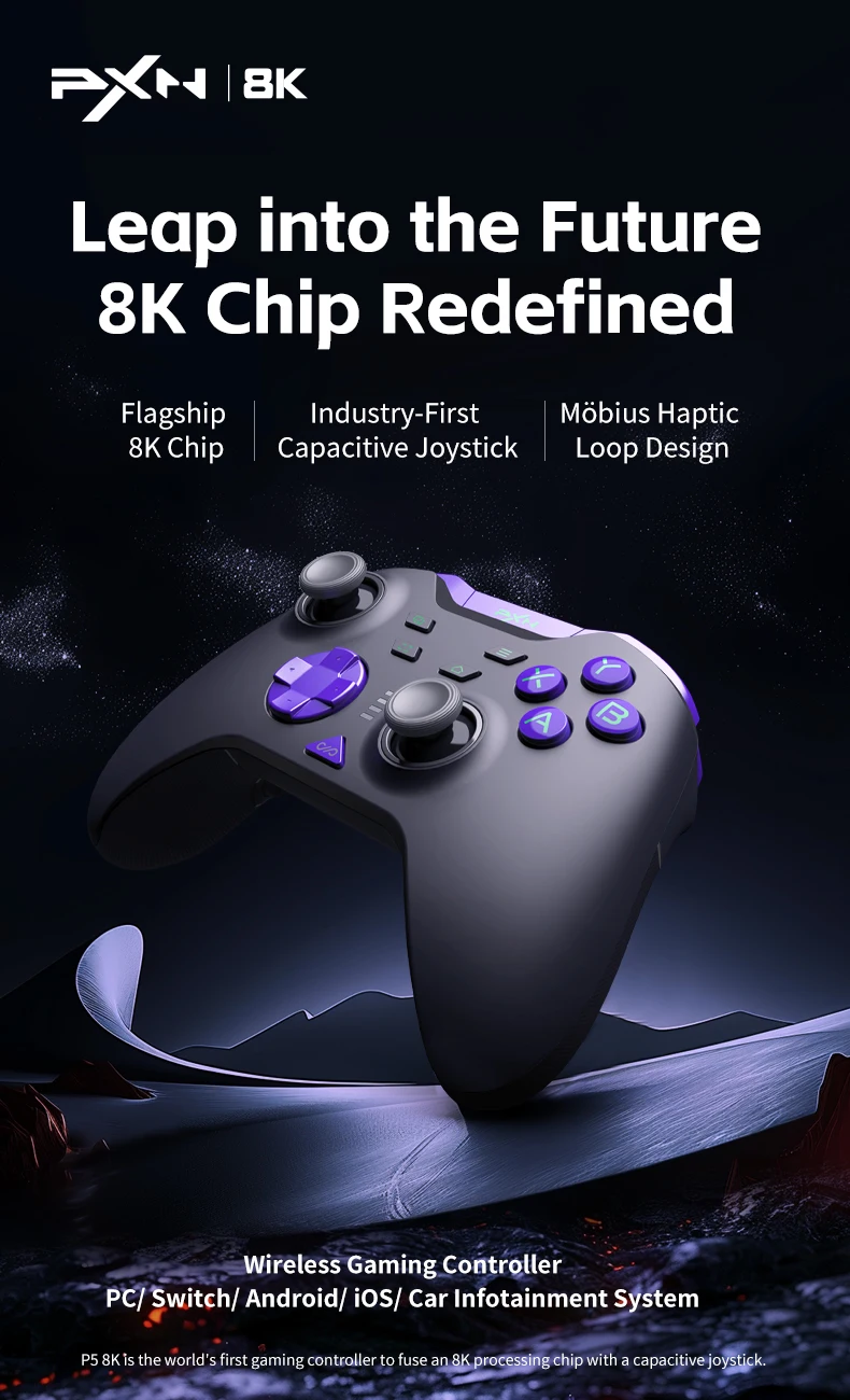 PXN-P5 8K Wireless Game Controller 8K Chip Capacitor Joystick Hall Trigger Support Switch/PC/iOS/Android photo 2