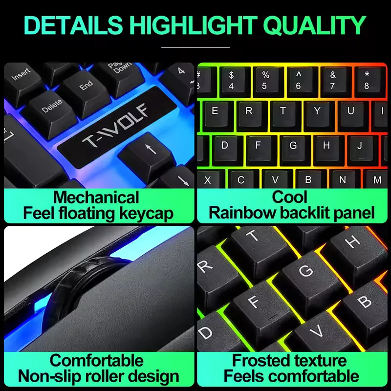 Newly Launched HOT Game Office Universal Light Wired Keyboard And Mouse Set Mechanical Feel Floating High Key Cap Game Mouse Set photo 3
