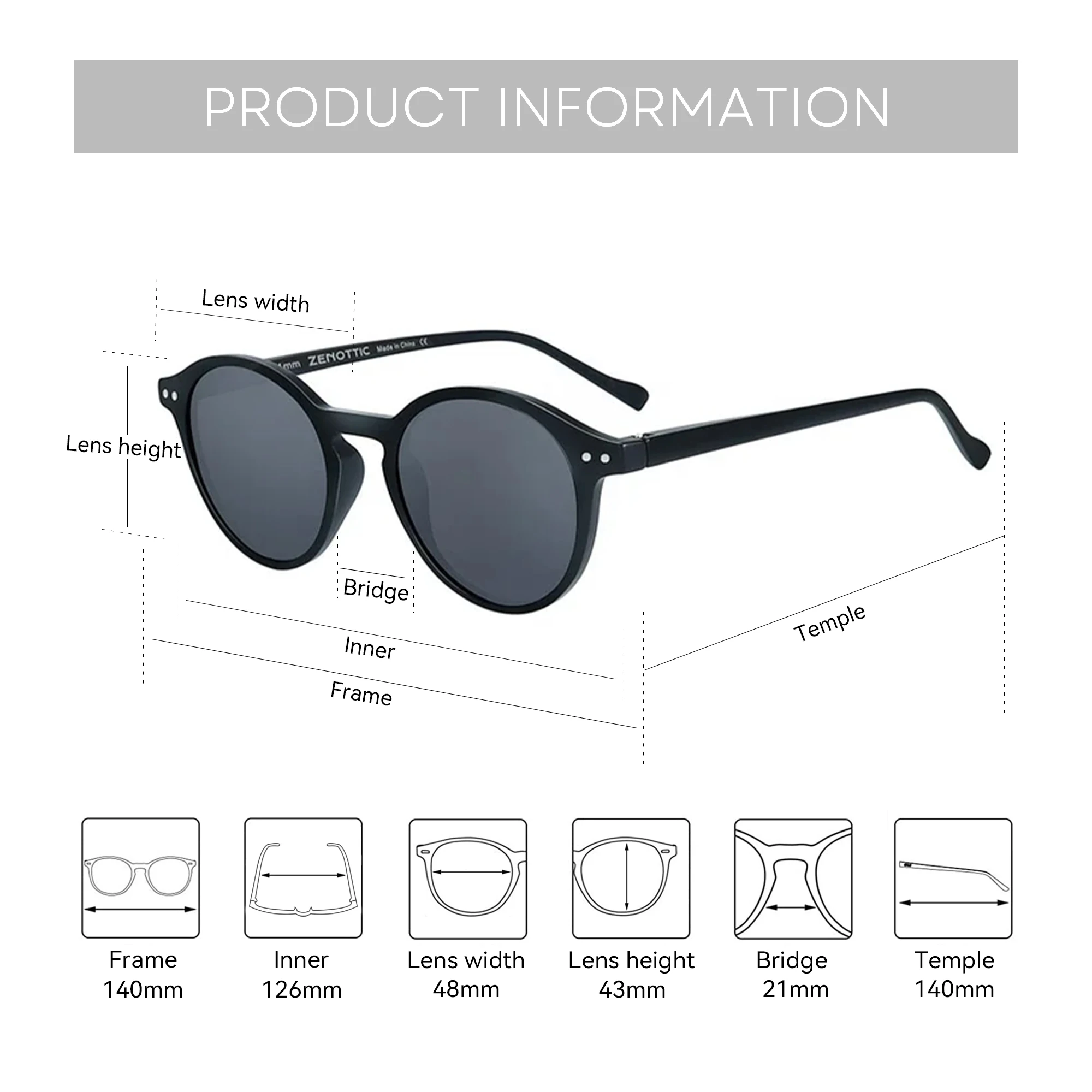 ZENOTTIC (S Size) Retro Circular Polarized Sunglasses 2026 2025 Men Women Vintage Small Round Sun Glasses UV400 Goggles Shades photo 4