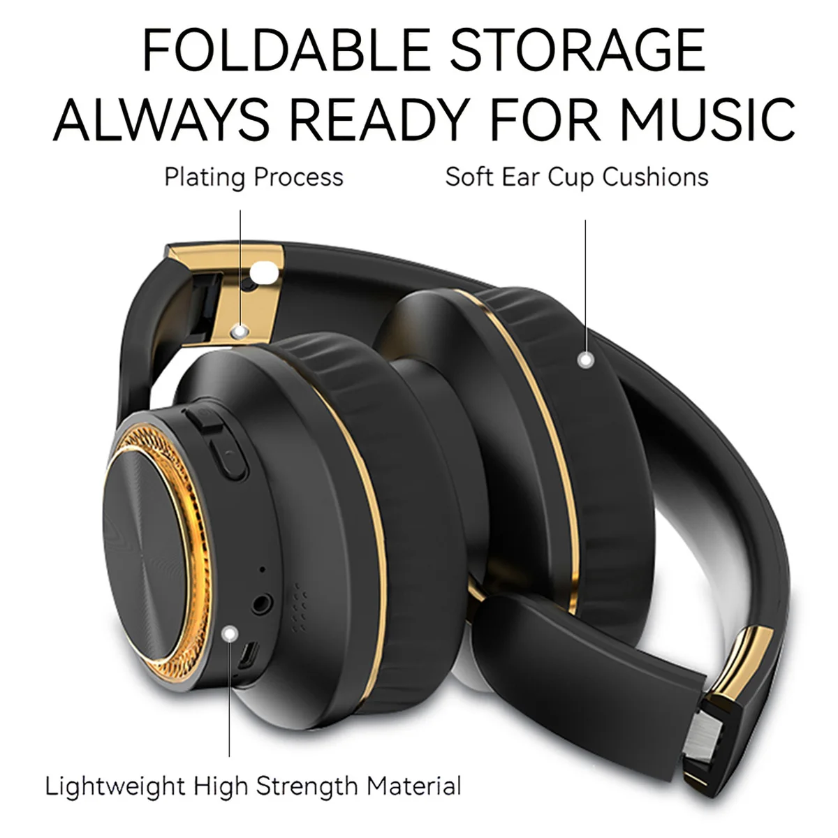 Wireless Bluetooth Headphones Foldable Gaming Headset With Bluetooth 5.3 Technology 40mm Bass Driver HiFi Stereo Sound Over Ear Comfort Memory Foam Cushion Extended Battery Life 400mAh For PC Mobile Phone Laptop Tablet Universal Compatible Music Gaming photo 2