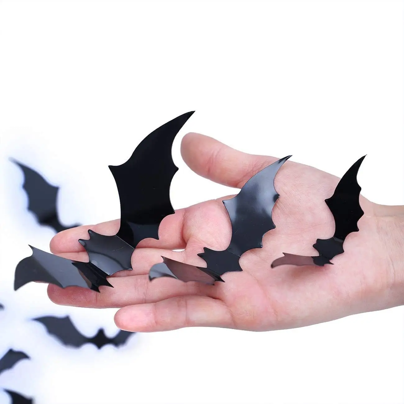 Bats Wall Decor 120 Pcs 3D Bat Halloween Decoration Stickers for Home Decor 4 Size Waterproof Black Spooky Bats for Room Décor photo 4