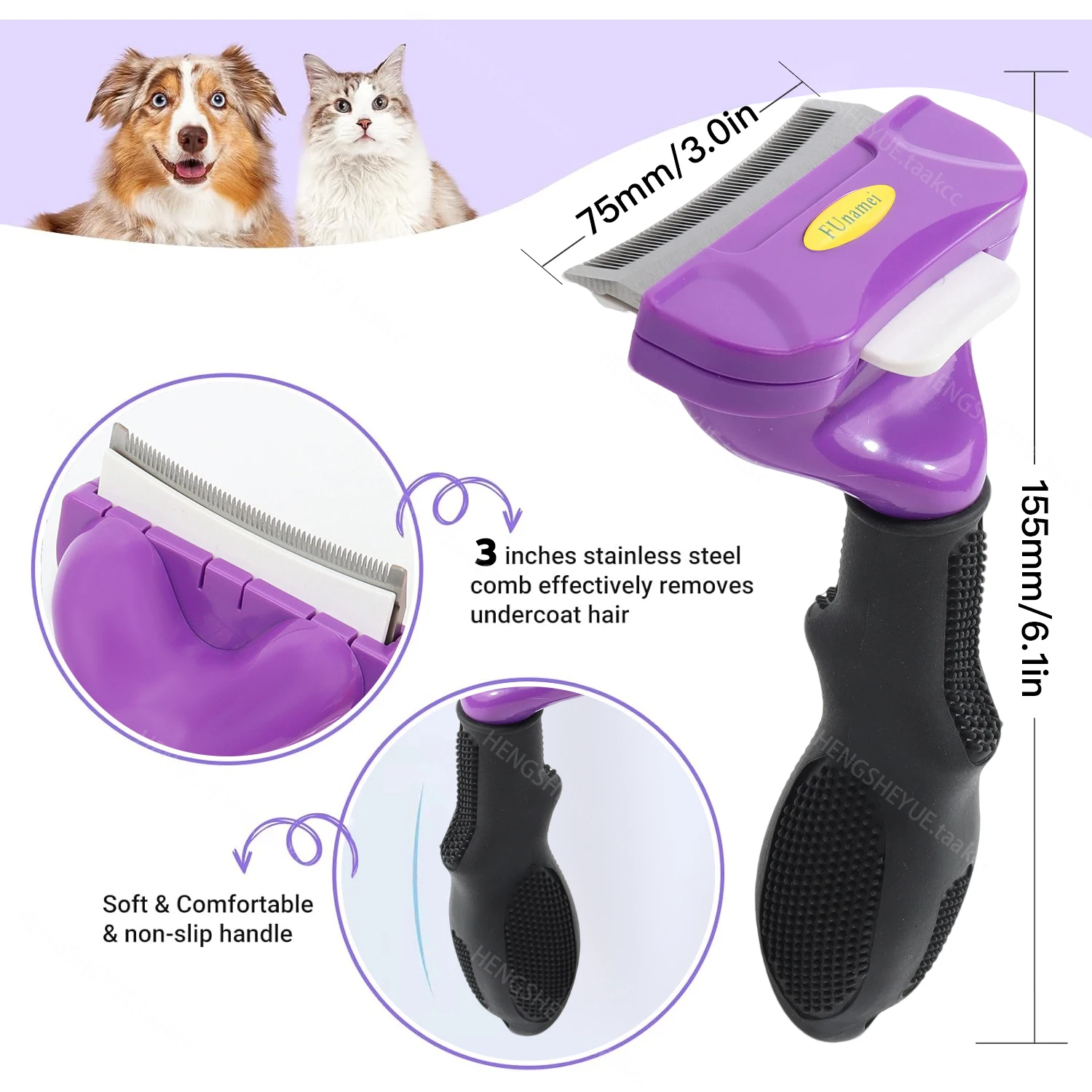 Cat Hair Removal Comb Cat Brush Pet Grooming Brush Dog Comb Cat Hair Massage Comb Cat Hair Remover Cleaning Grooming Cat Combs photo 4