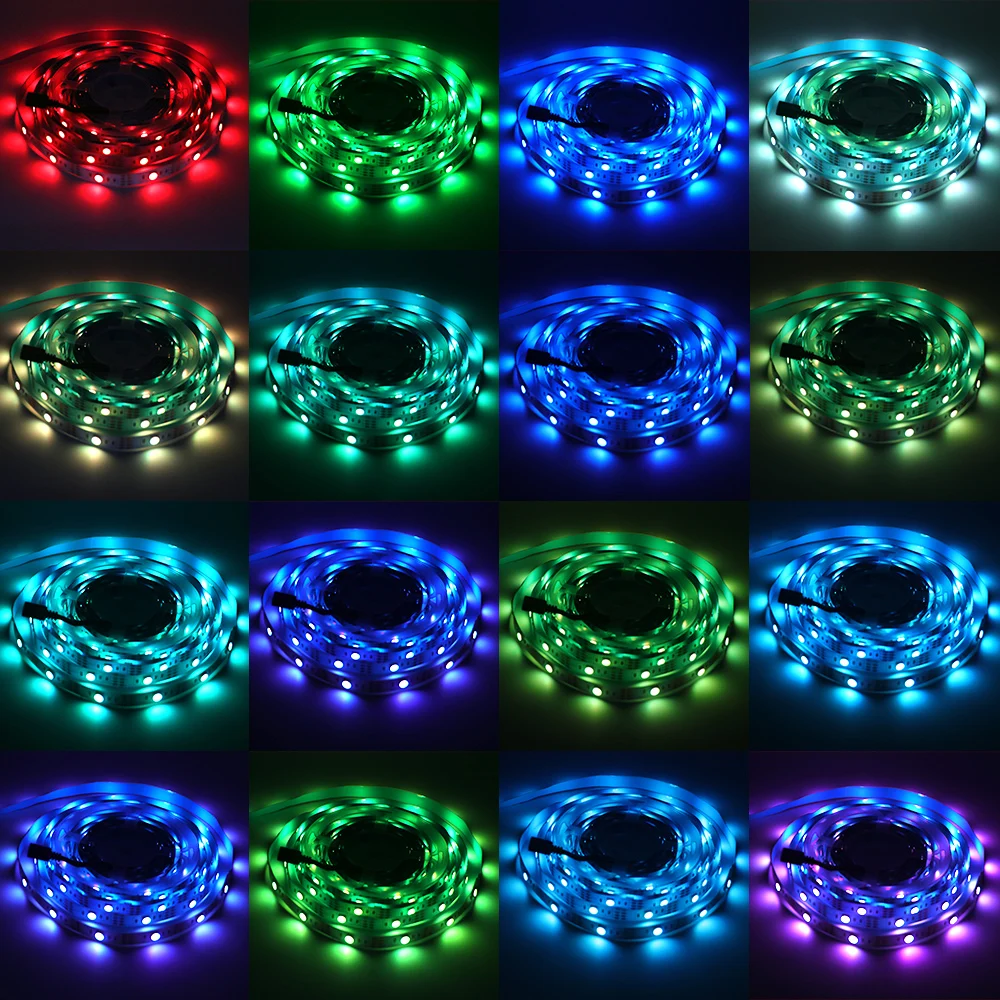 DC 5V 5050 RGB Strip LED Light Battery Powed IP21/IP65 Ribbon Tape Stable Led Strips Indoor Outdoor 3/24/44key Control Remote photo 3