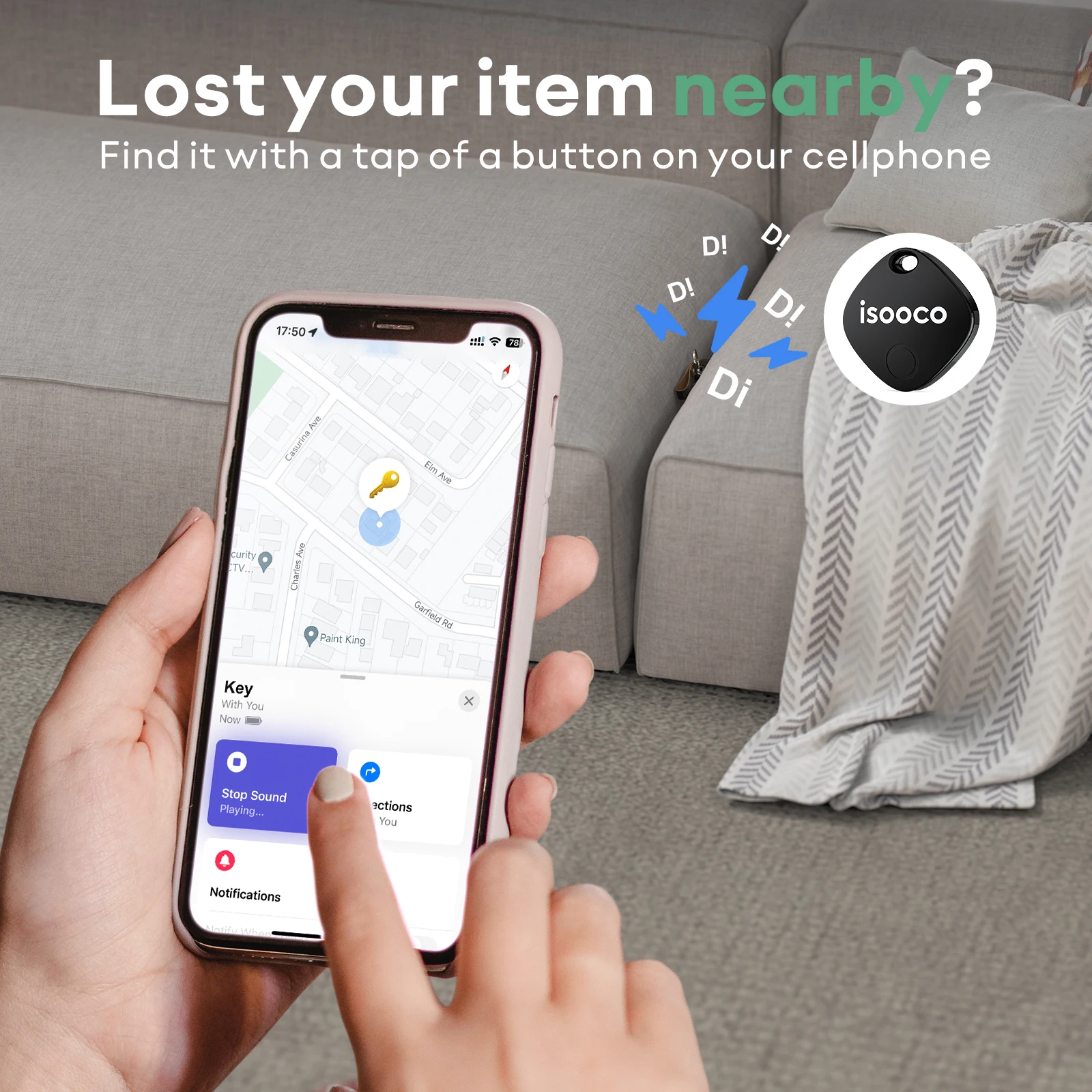 1/2/3/4pcs Isooco Mini Car Locator Anti-lost Wallet Keychain Smart Tag Bluetooth Tracker Key Item Finder Use Find My (IOS Only) photo 5
