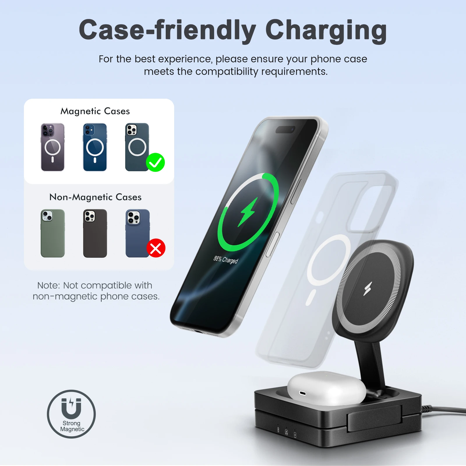 Magnetic Wireless Charger 3-in-1 Folding Fast Charging Station Foldable Travel for Magsafe  iPhone 17/16/15/14/13 Watch Airpods photo 5