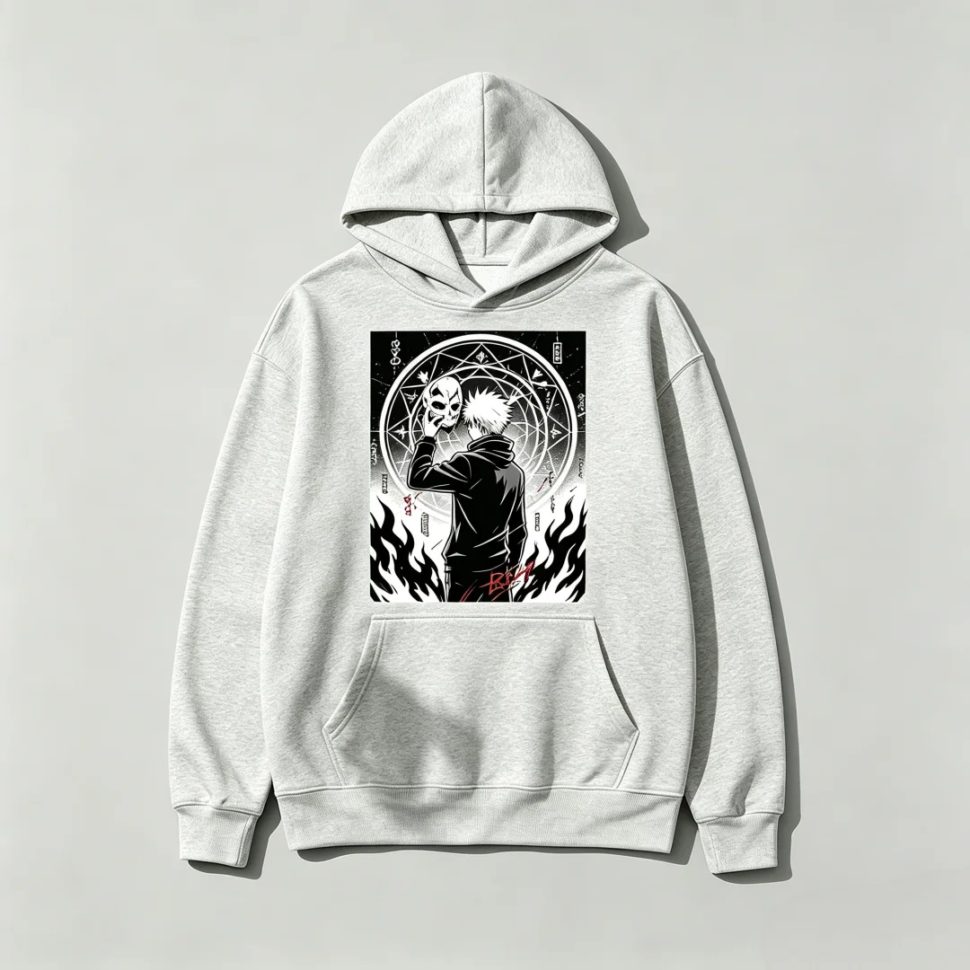 Anime Jujutsu Kaisen Gojo Satoru Hoodie Men Women Vintage Black White Graphic Hooded Sweatshirt Harajuku Streetwear Pullover Top photo 2