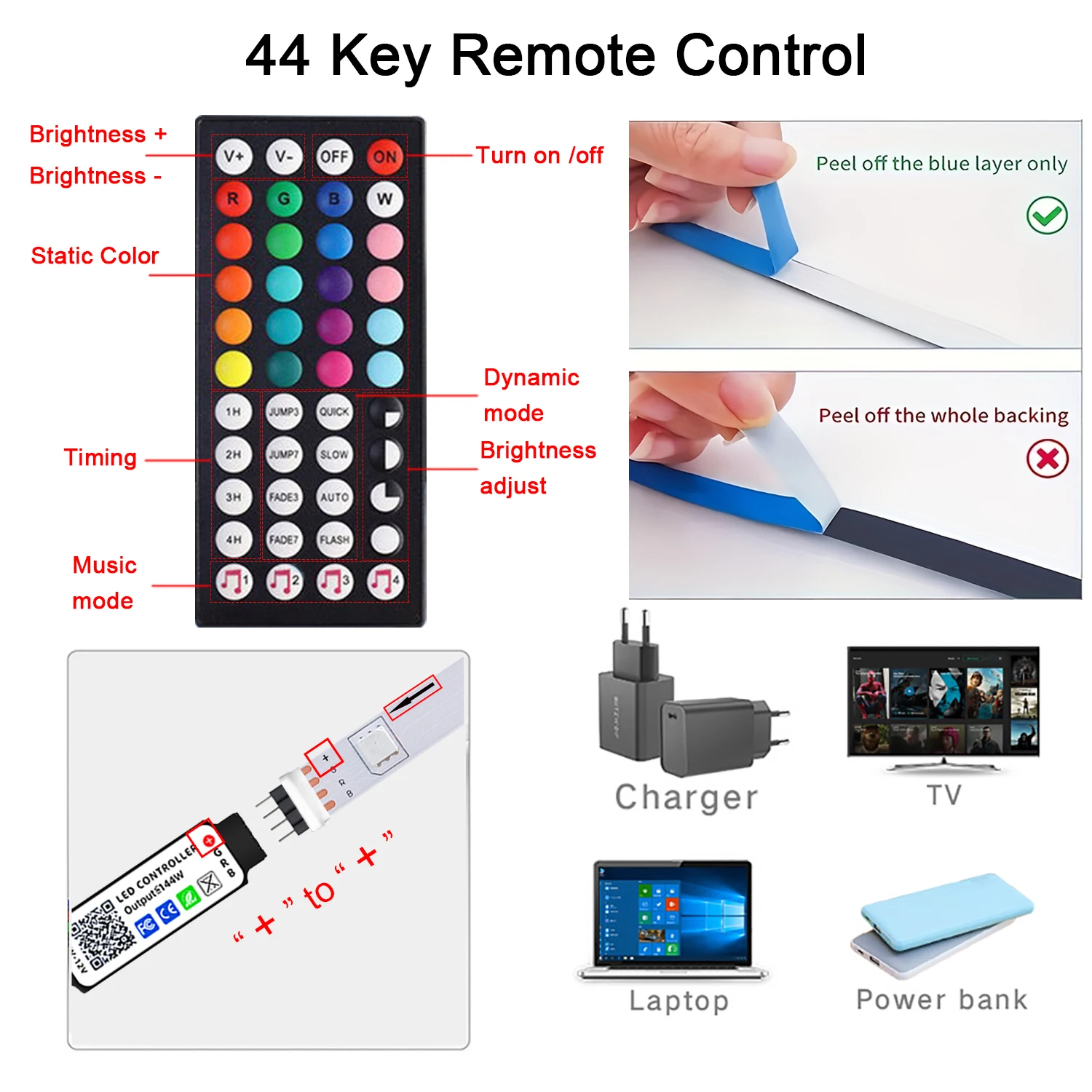 RGB LED Strip Lights Music Sync USB 5V Remote Control Led Ribbon Flexible Lamp For Room Party TV Desk Bedroom Decoration photo 5