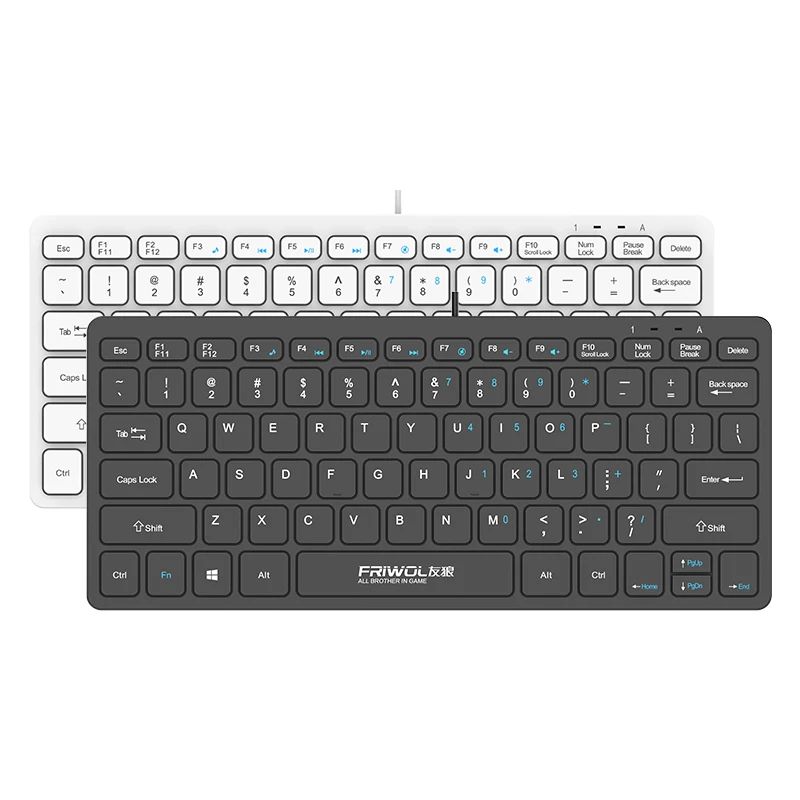 FRIWOL KT-100 Wired  Keyboard Mouse Set 78 Key Mini Portable Keyboard USB Desktop Laptop Office Home Light voice photo 6