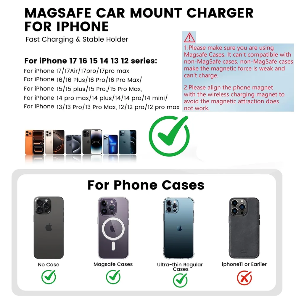 LED Wireless Charger Magnetic Car Phone Holder for iPhone 17-13 Pro Max 12 Phone Accessories 30W Fast Charging Induction Adapter photo 3