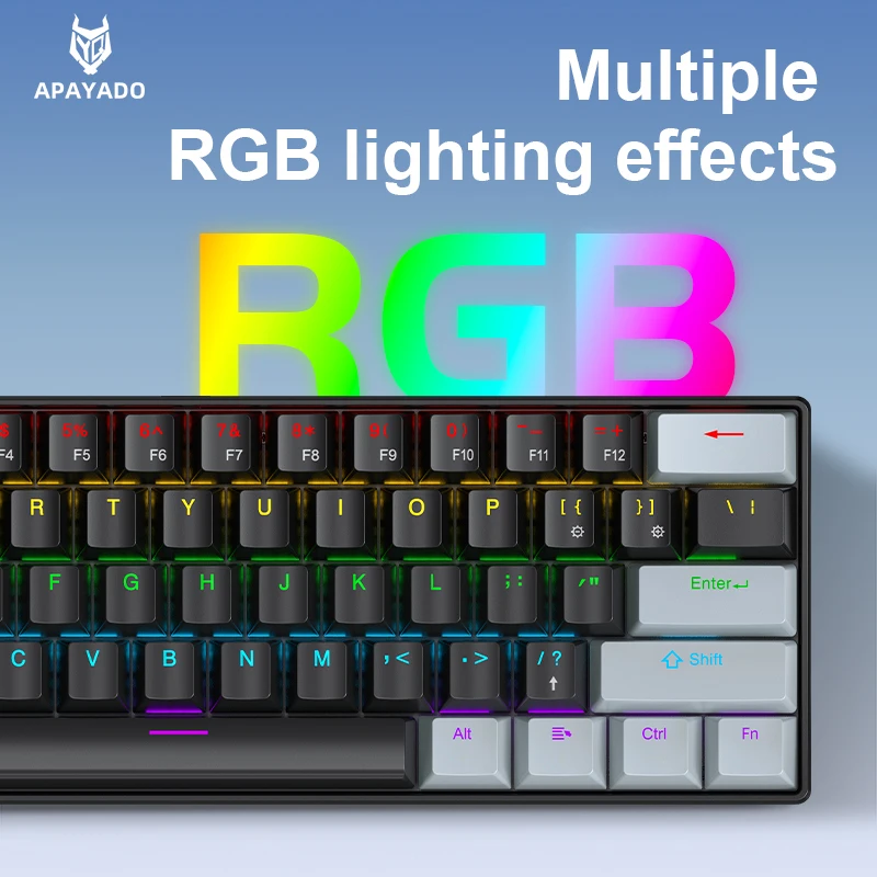 K61 60% Mechanical Keyboard Wired RGB, 61 Keys Mini Gaming Keyboard, Phantom RGB, Red/Blue Switch, Ergonomic, Portable for Gamer photo 5