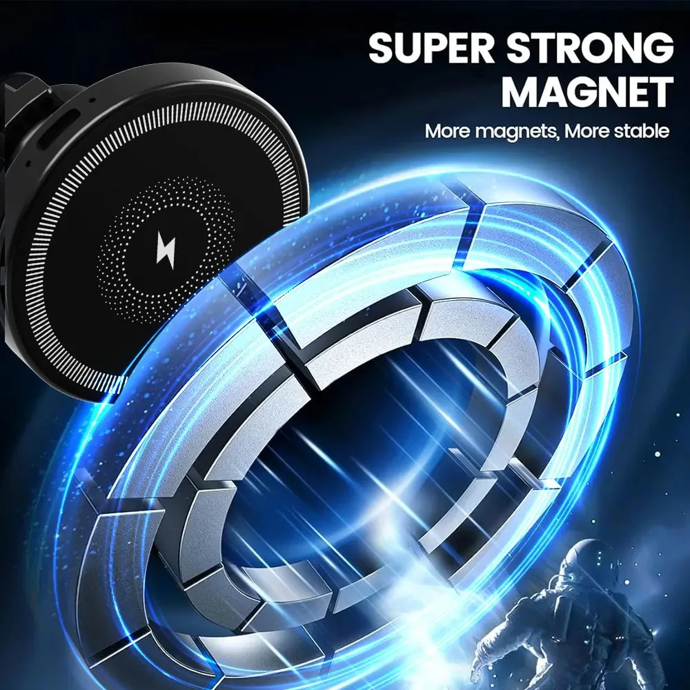 Magnetic Wireless Charger 360 Rotation Air Vent Phone Holder Stand For Magsafe iPhone 16 15 14 13 12 Pro Max Fast Charging Mount photo 4