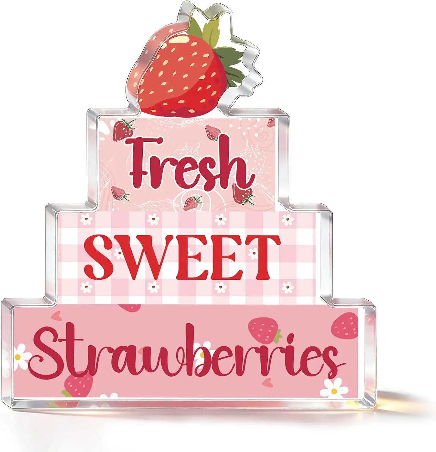 Acrylic Strawberry Decor Plaque Desk Decoration Sign Summer Gifts Decor For Kitchen Bathroom Farmhouse Table Home Office Fake photo 1