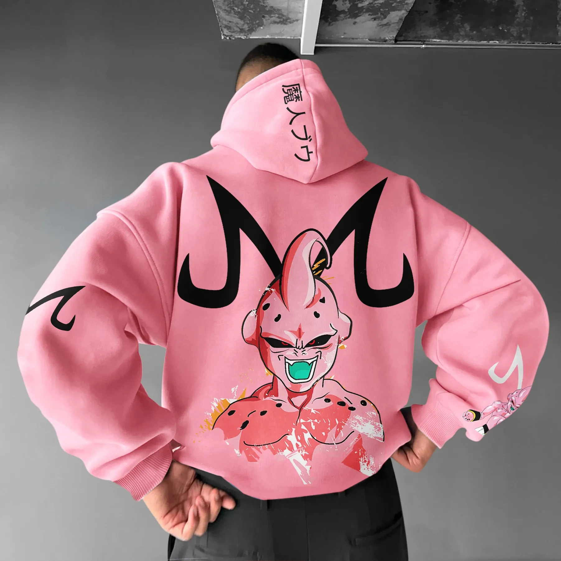 Majin Buu Hoodie Pants Set Anime Cotton Loose Fit Graphic Print Streetwear Casual Sweatshirt Joggers Japanese Cartoon Character photo 3