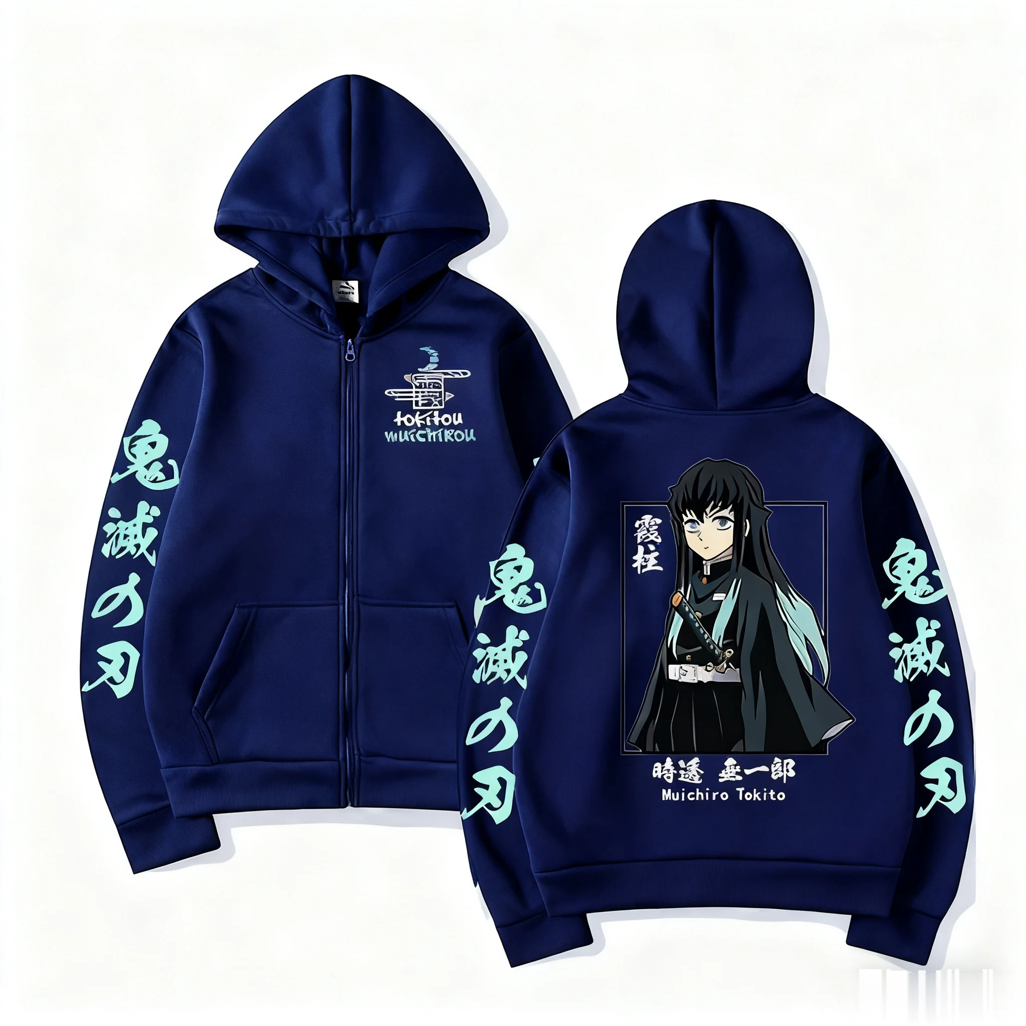 Demon Slayer Muichiro Tokit Hoodie Anime Jacket Zip Up Casual Tops Streetwear 2026 Autumn Winter Long Sleeve Pullover Men Women photo 4