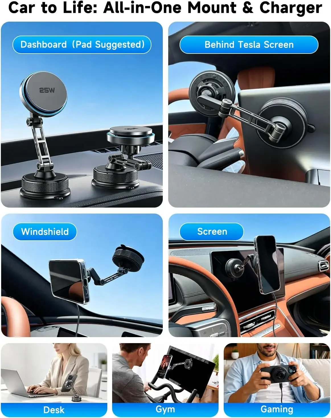 Car Qi2 25W Magnetic Wireless Charger With 63W Car Charger Vacuum Phone Holder for Magsafe iPhone 17 16 15 14 13 12 Fast Chrging photo 5