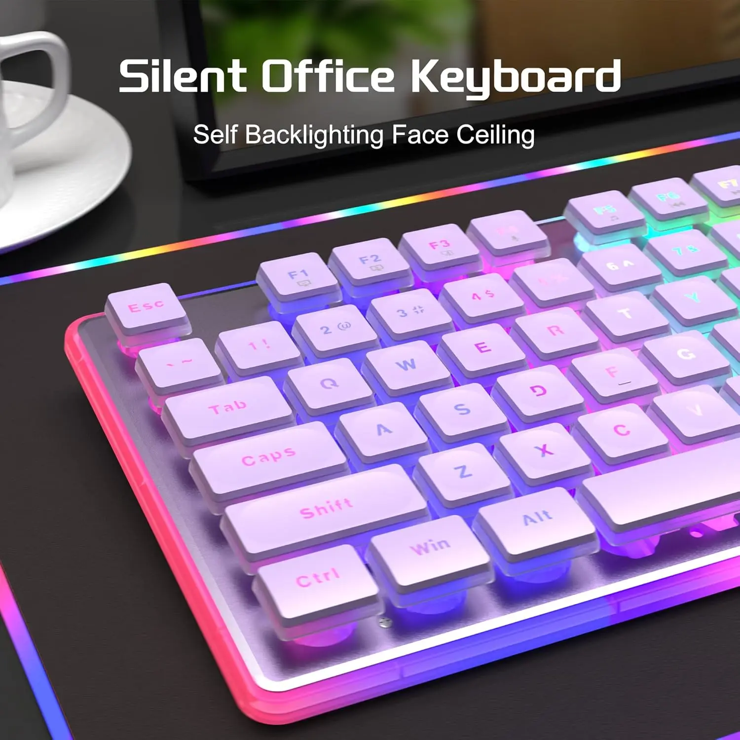 MageGee Gaming Keyboard and Mouse 104 Keys RGB 6 Speed Mouse Combo Pudding Keycaps Silent Computer Keyboard PC Laptop Mac Office photo 5
