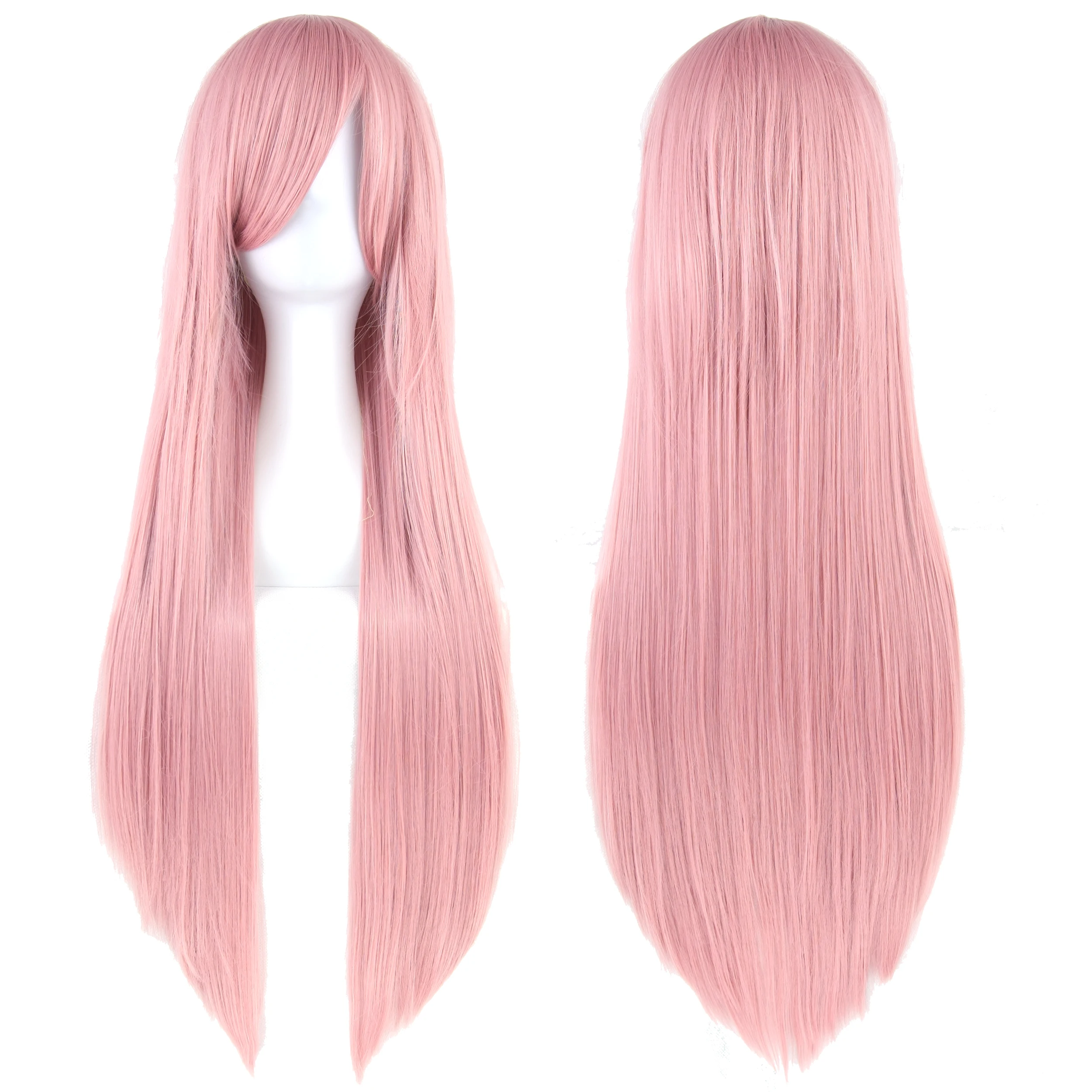 Synthetic Light Pink Long Wig for Anime Cosplay Megurine Luka Straight Momoi Satsuki Wig with Bangs photo 4