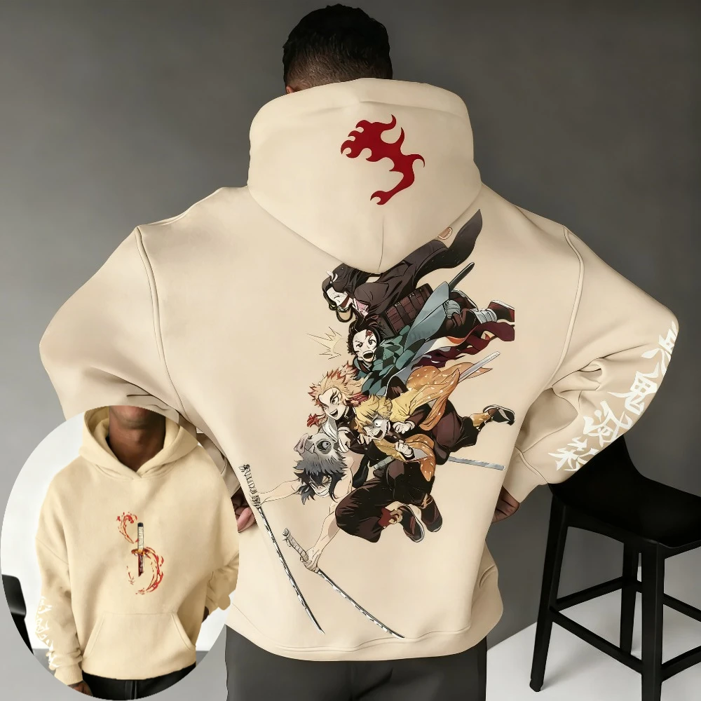 Demon Slayer: Kimetsu no Yaiba Men Hoodie Sweatshirt Japanese Anime Spring Autumn Winter Boy Long-sleeved Parent-child Outfit photo 2
