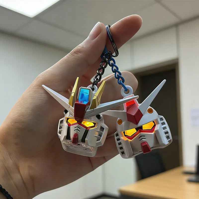 New SD RX-78-2 Luminous Head Keychain Desktop Ornament backpack charm PVC Model Collectible Anime Figure Trendy Toy Gift photo 1