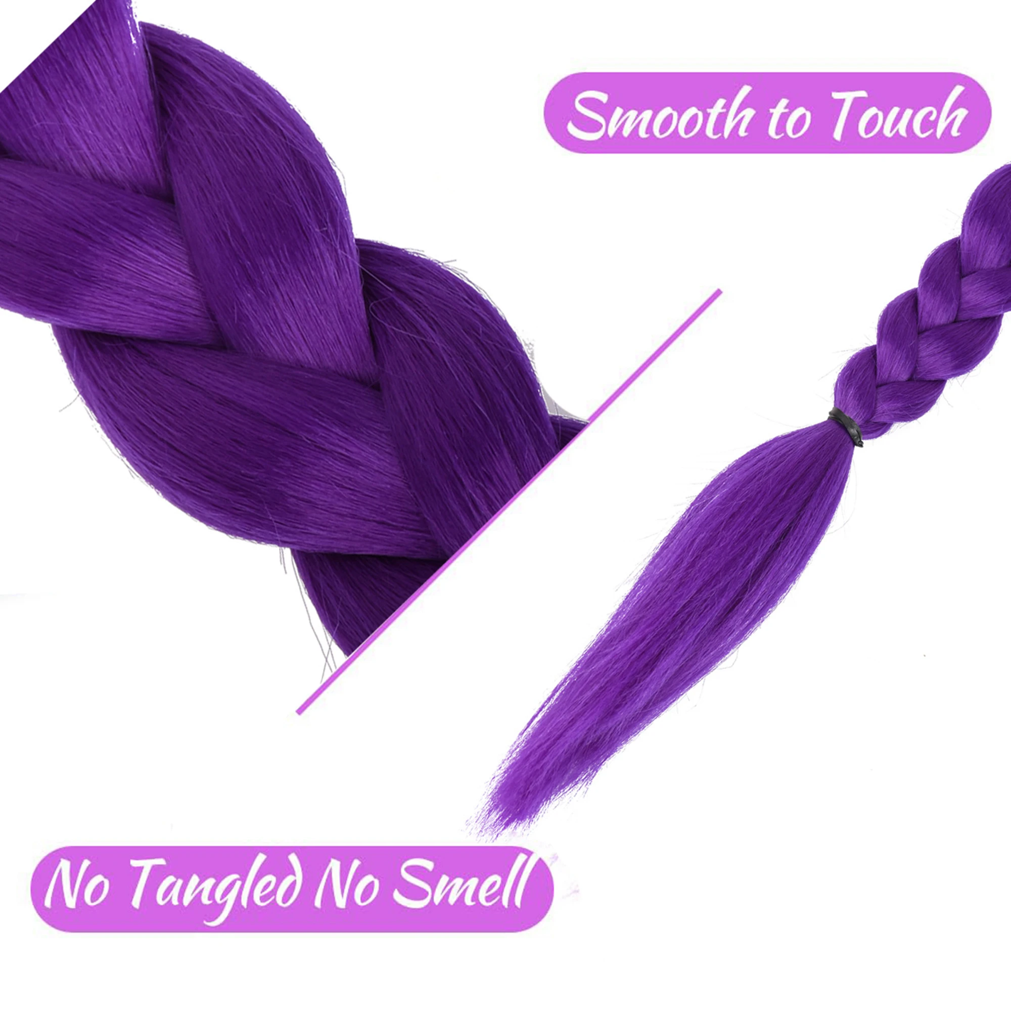 Purple 26inch Braid Clip in Ponytail Hair Extension Long Ponytail Hairpieces Cosplay for Kids Girl Halloween Christmas photo 3