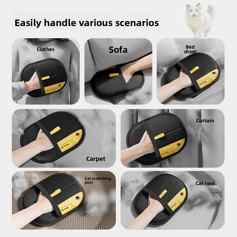Pet Hair Removal Kit: Sticky Roller, Static Brush & Grooming Gloves - For Cat Dog Fur on Furniture Car Clothing photo 4