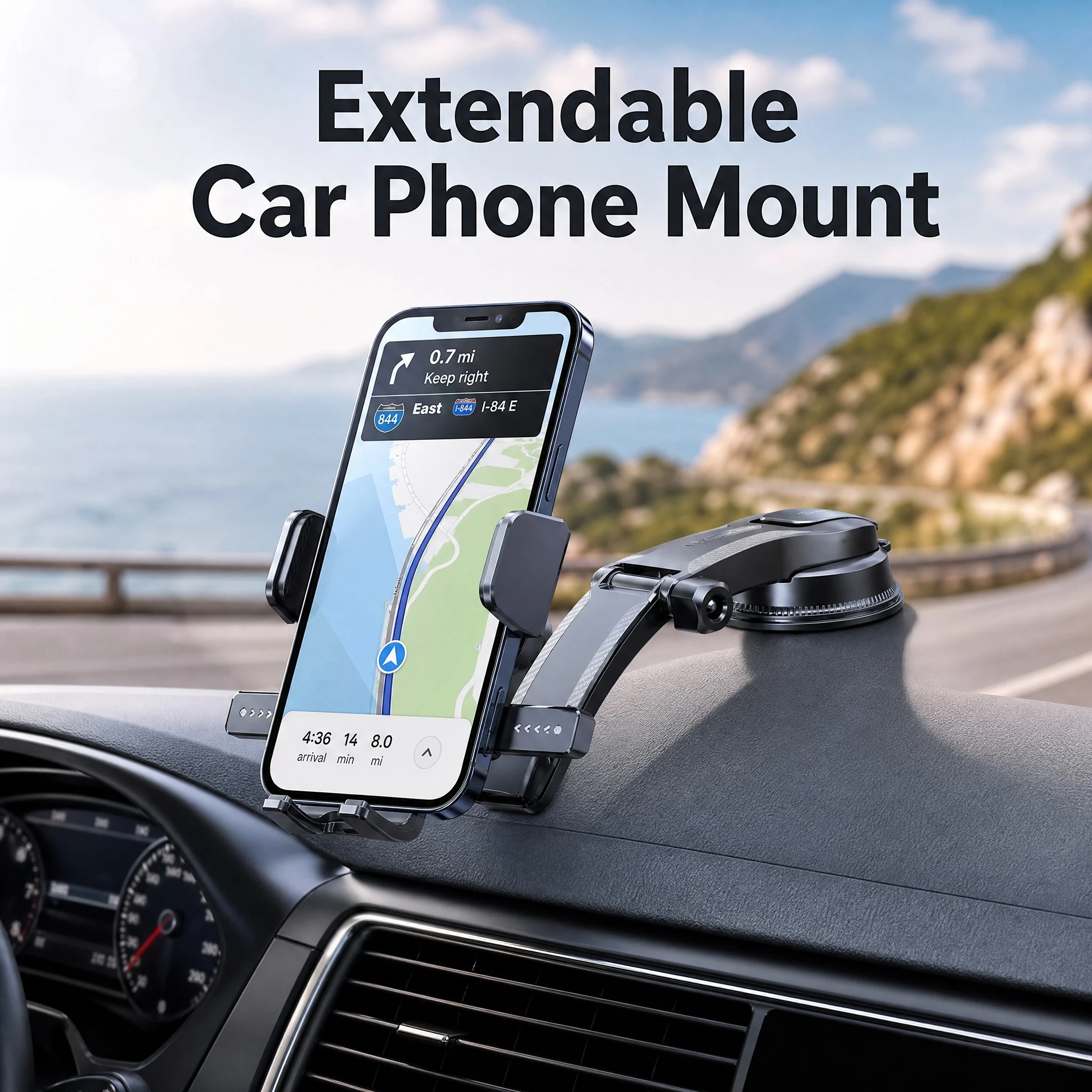Car Phone Holder – Nano Flexible Silicone, 360° Rotation, Doesn't Block Screen, Compatible with iPhone Series for iPhone 17 photo 1