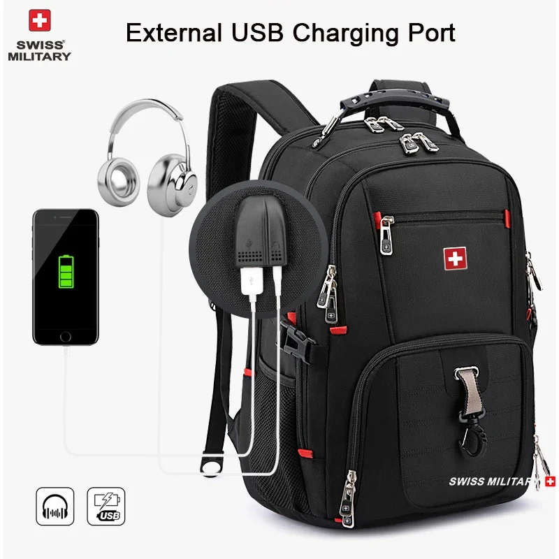 Waterproof Men's Backpack 15.6/17 Inch Laptop Backpacks School Travel Bags Swiss-style Large Capacity Business Bagpack Mochila photo 2