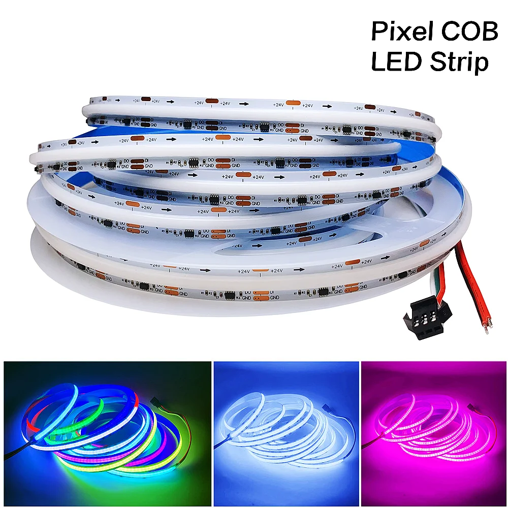 WS2811 COB LED Strip Pixel Addressable RGB Full Dream Color 5m DC12V 24V Flexible 720LEDs/m Smart Led Tape Lights For Room Decor photo 1