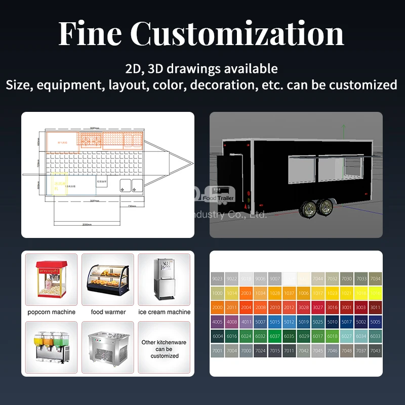 Mobile Fast Food Trailers Fully Equipped Enclosed Trailer BBQ Vending Cart Restaurant Food Truck with Full Kitchen photo 6