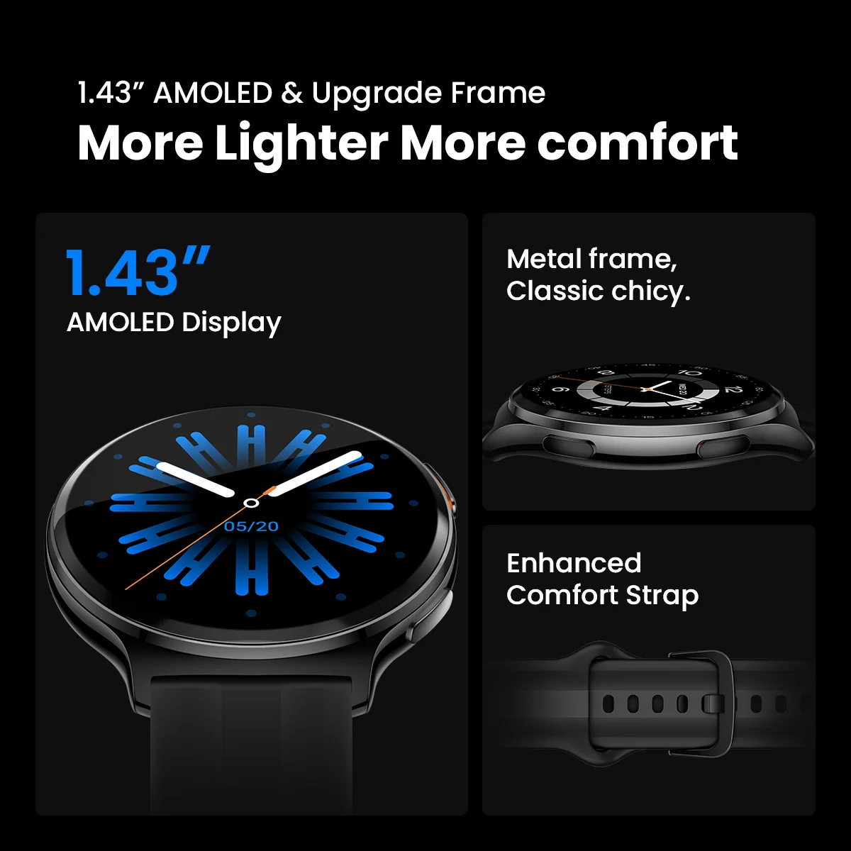 HAYLOU Solar Lite 2 Smartwatch 1.43'' AMOLED Display 24h Health Monitoring 150+ Sports Modes Voice Calling Smart Watch 1ATM photo 3