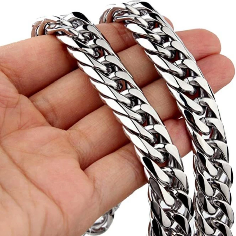 HNSP Stainless Steel Waterproof Cuban Link Chain Necklace For Men Jewelry Thick Heavy Chain 8/10/12/14MM Punk Rock Accessories photo 1