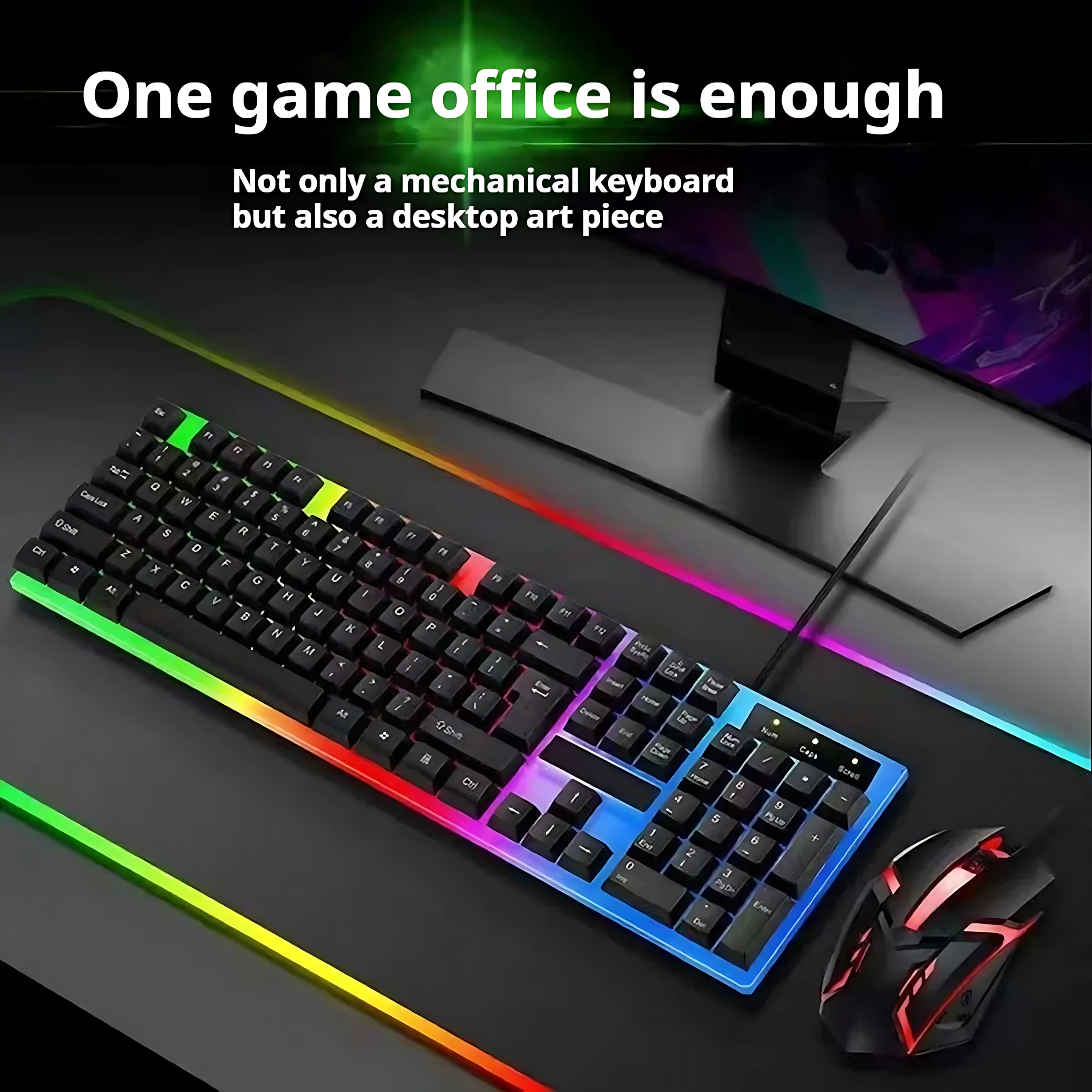 Newly Launched HOT Game Office Universal Light Wired Keyboard And Mouse Set Mechanical Feel Floating High Key Cap Game Mouse Set photo 2