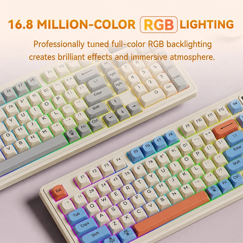 L98 Wired Keyboard 98 Keys Mechanical Feel Rgb Gaming and Office Keyboard Dust-Proof Structure with Display and Multi-Function Knob Suitable for Pc and Laptop photo 1