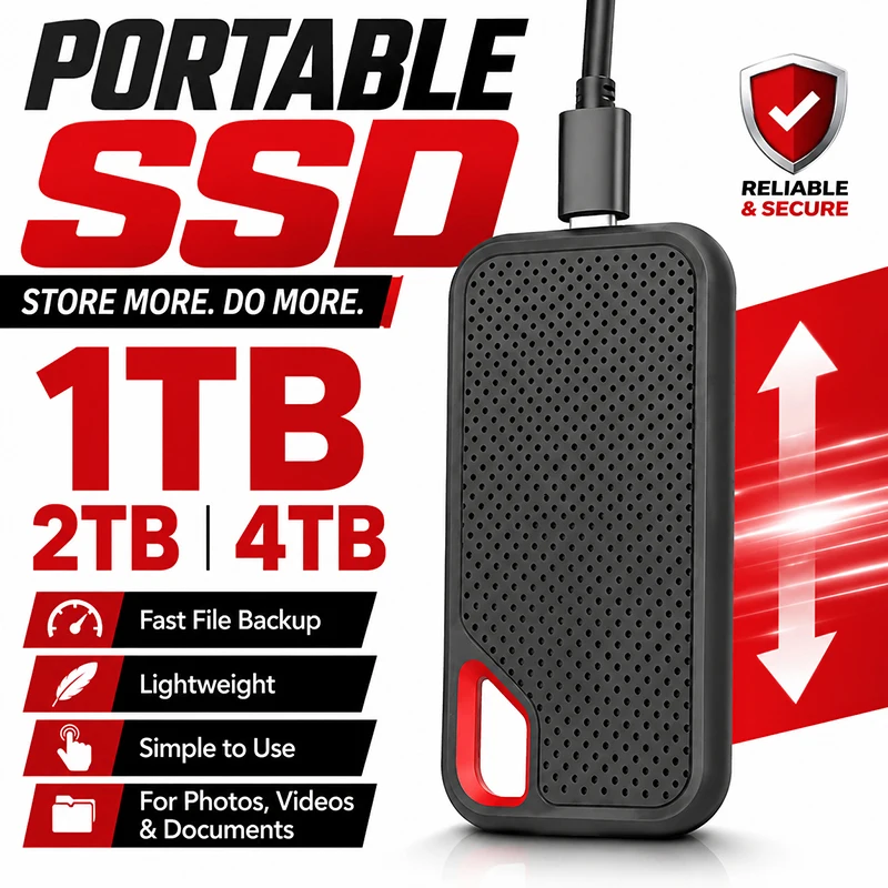 1TB External Hard Drive 2TB Portable SSD High Speed Hard Disk USB-C Original Storage Device for Laptop/PC/Phone/Mac photo 1