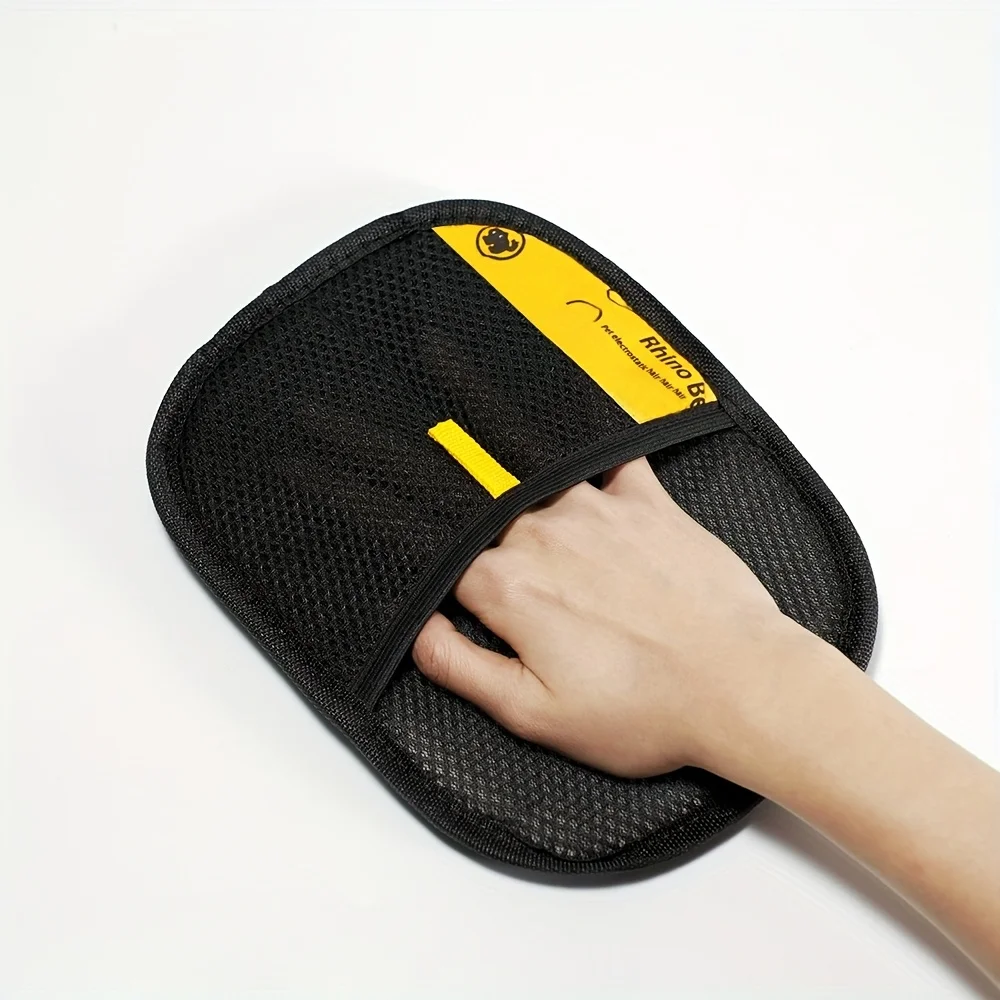 Upgrade Edition Large Pet Static Hair Removal Gloves - Black Polypropylene Cat Grooming Gloves with Yellow Accents photo 1
