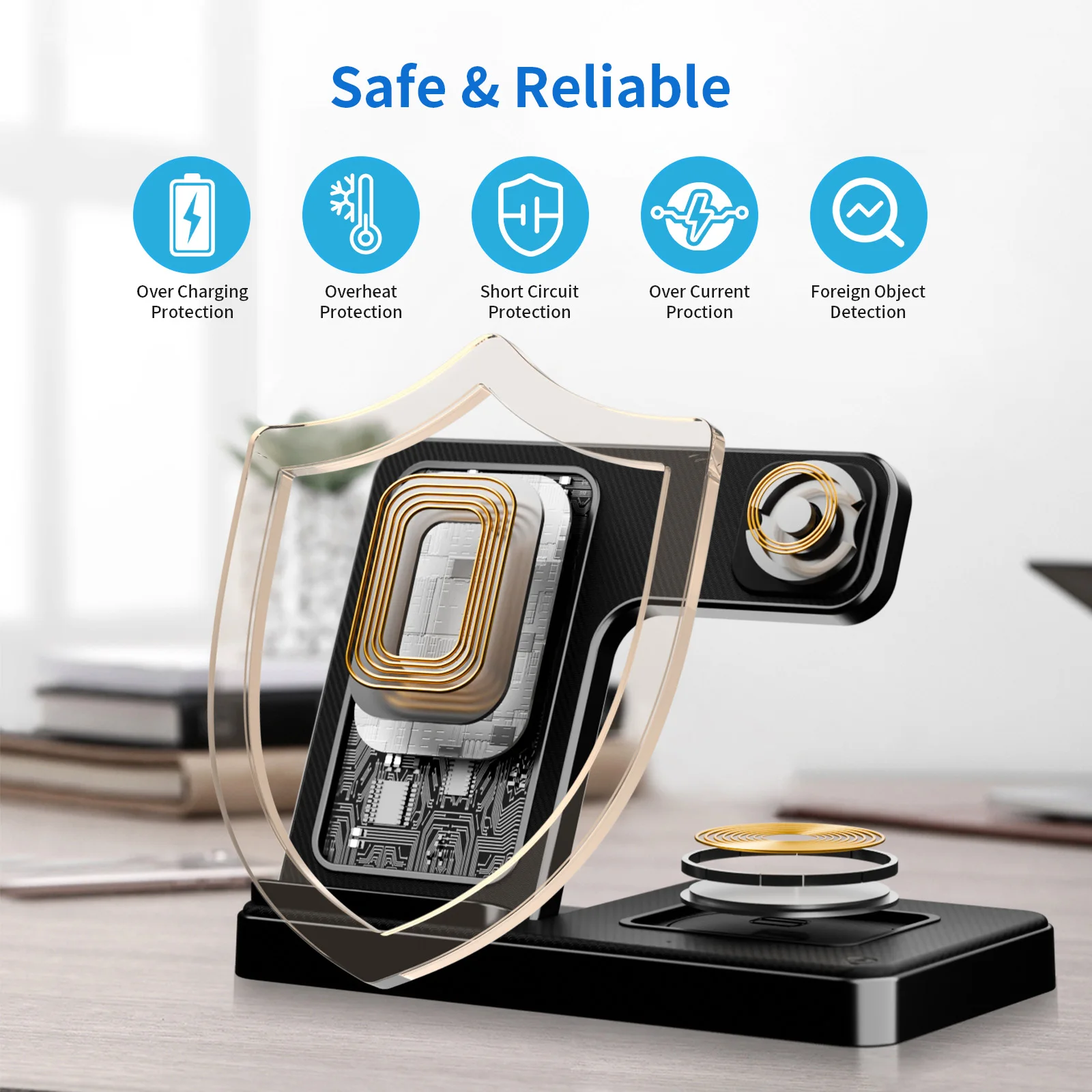 3 In 1 Wireless Charging Station Magnetic Fast Charging 18W Foldable For IPhone 16 15 14 13 12 Pro/Pro Max/Plus/Watch & Airpods photo 5